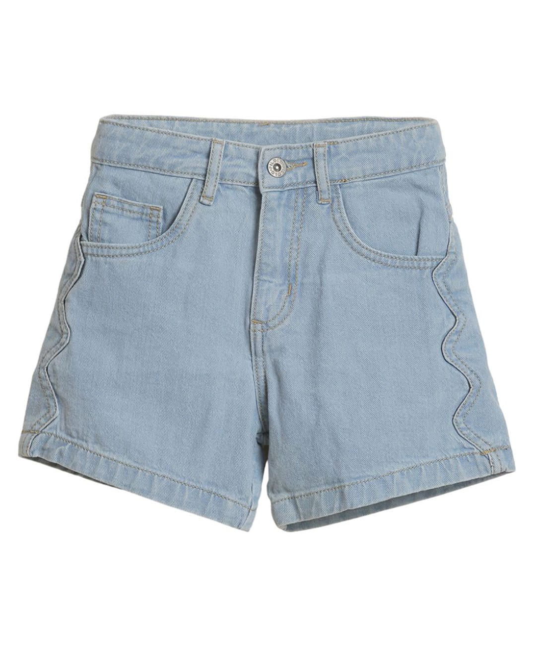 PILOLO Denim Knit Solid Shorts - Blue-picture-2