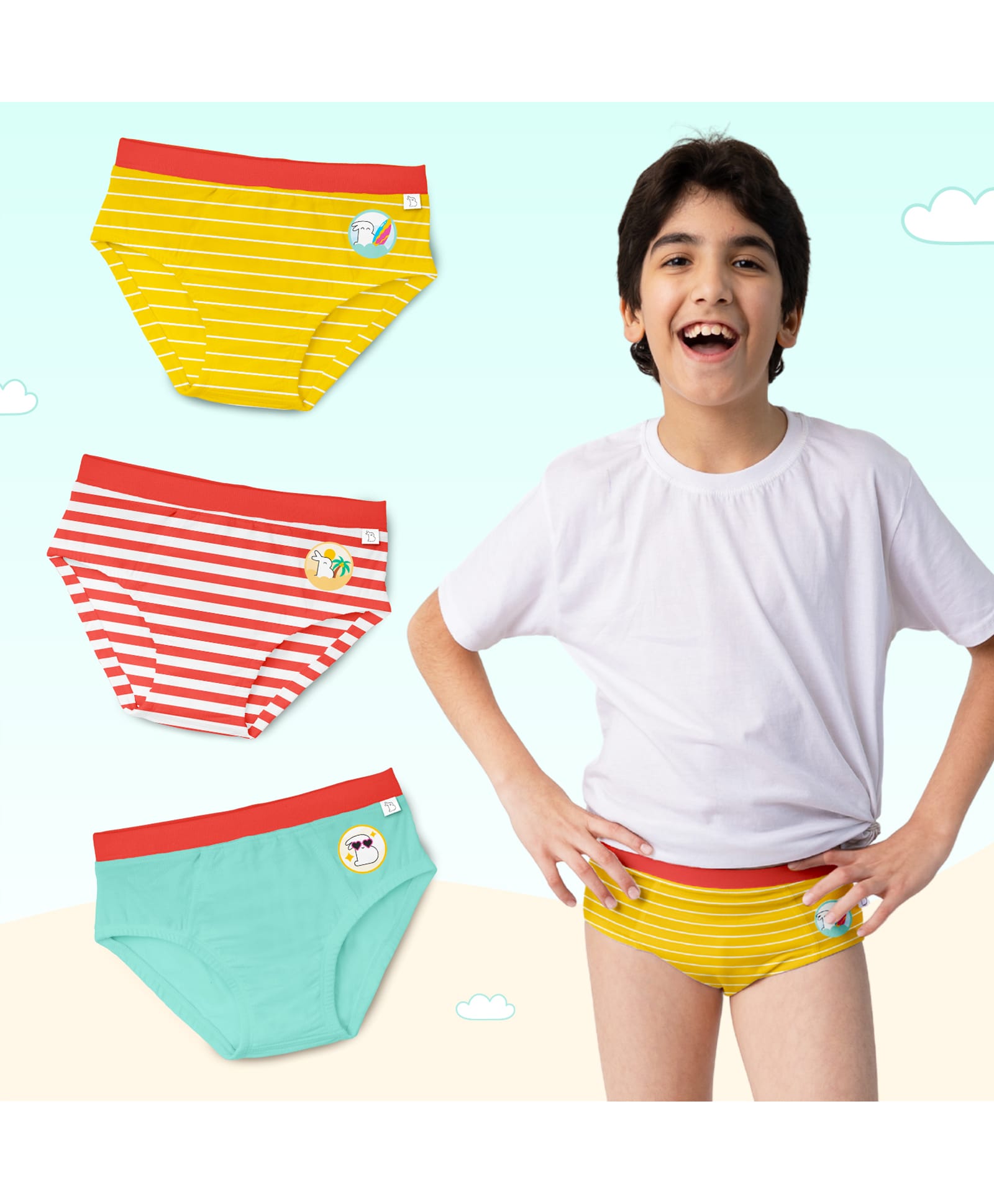SuperBottoms Bamboo Knit Pack Of 3 Striped & Animal Printed Briefs - Multi Colour-picture-22