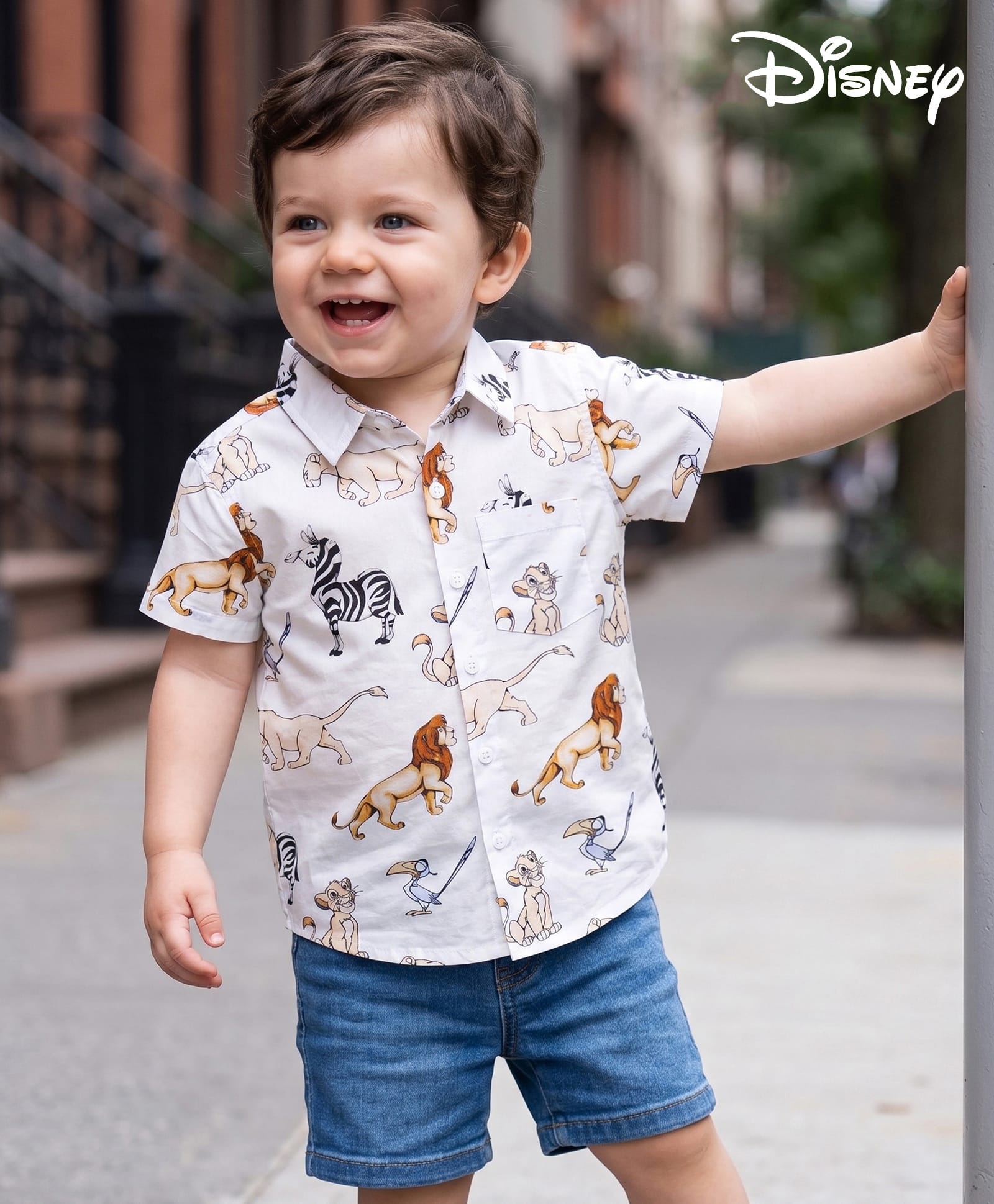 Babyoye Disney Cotton Woven Shirt Half Sleeve Printed Lion King All Over Print White 18-24 Months-image-13