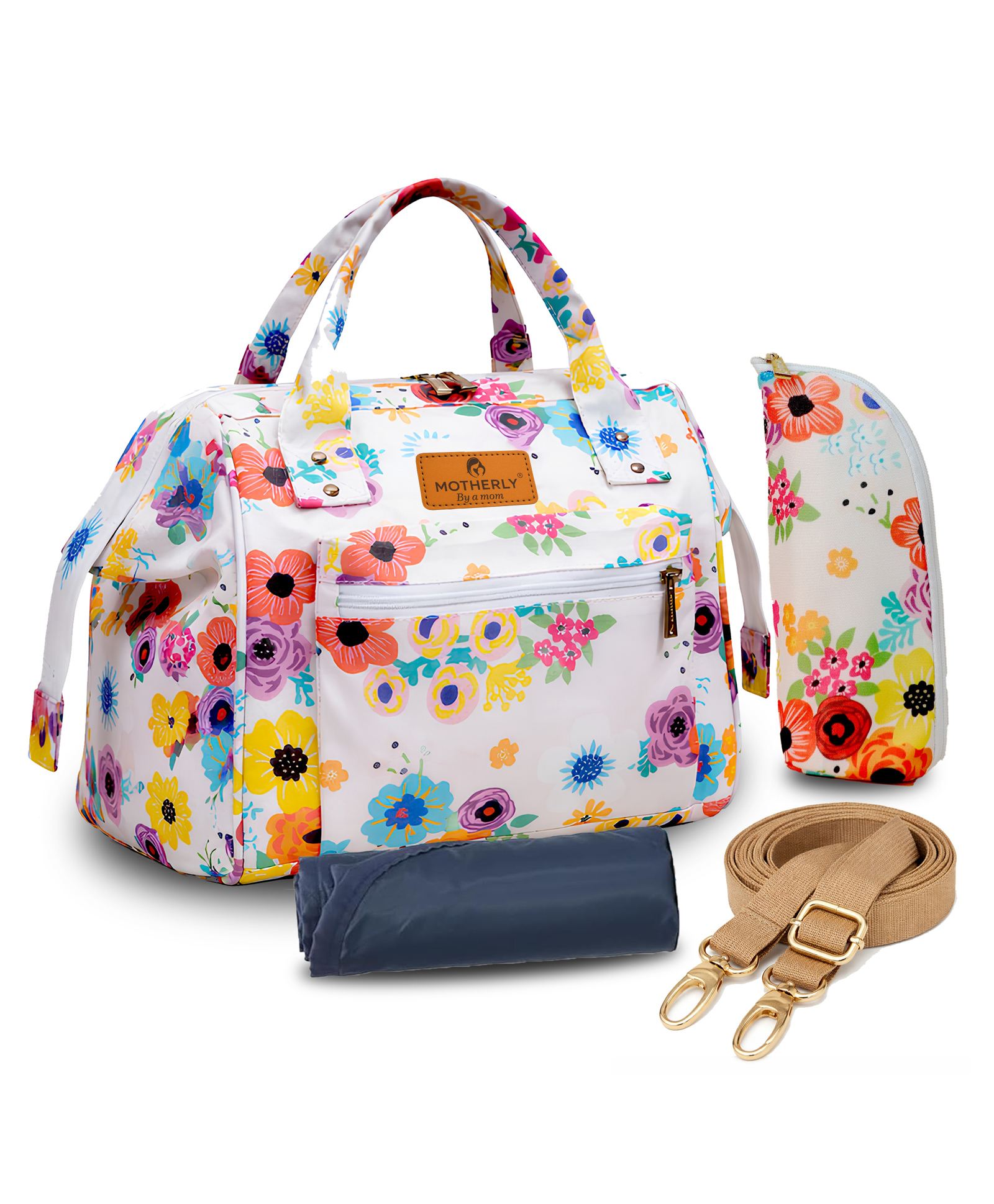 Motherly Nano Diaper Bag Small Diaper Bag for Mothers for Travel Combo Set with Accessories | Baby Bag for Mother Travel | Diaper Bag for Baby (Garden Glam)-picture-16