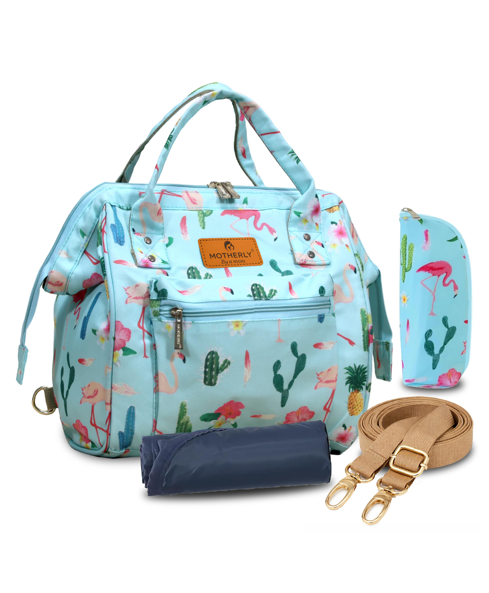 Motherly Nano Diaper Bag Small Diaper Bag for Mothers for Travel Combo Set with Accessories | Baby Bag for Mother Travel | Diaper Bag for Baby (Cactus Light Green)-image-26