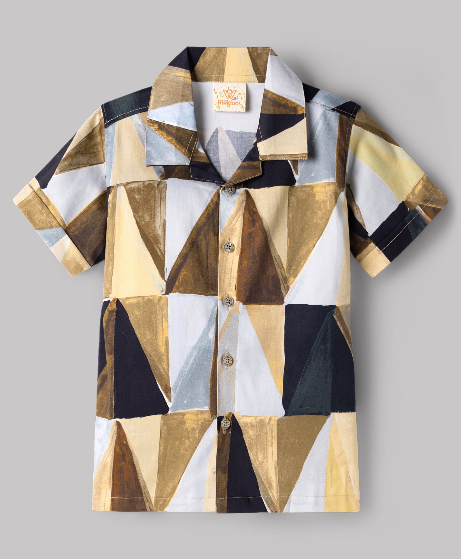 Rikidoos Cotton Woven Half Sleeves Printed Shirt - Brown-image-47