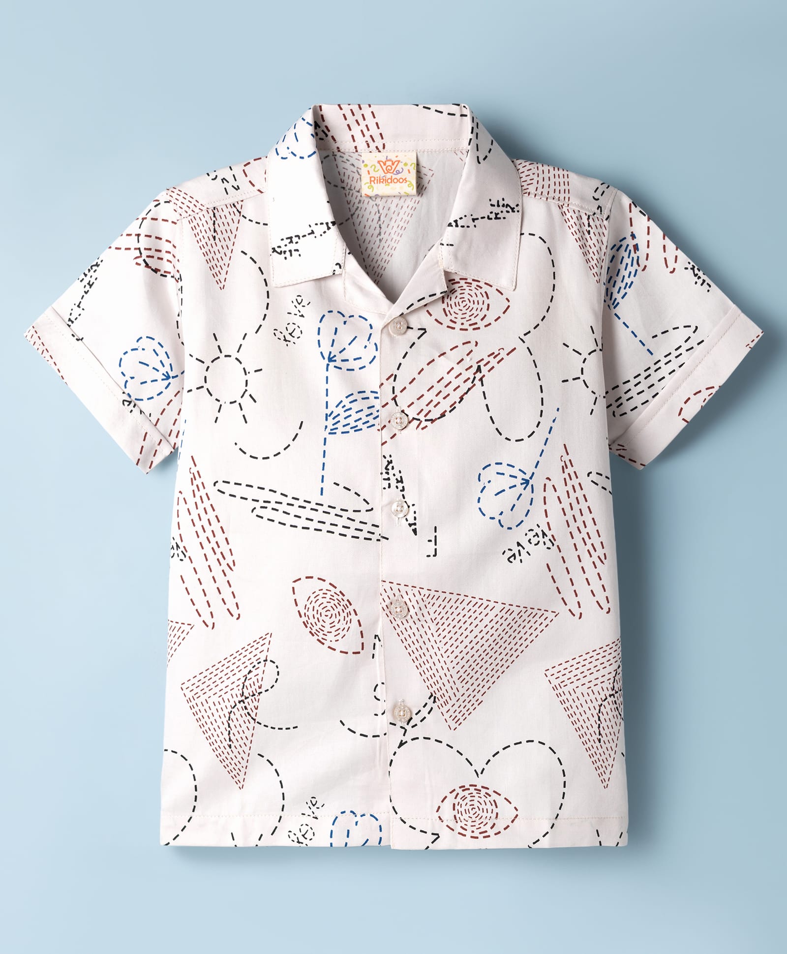 Rikidoos Cotton Woven Half Sleeves Printed Shirt With Floral & Tropical Theme - Offwhite-picture-8