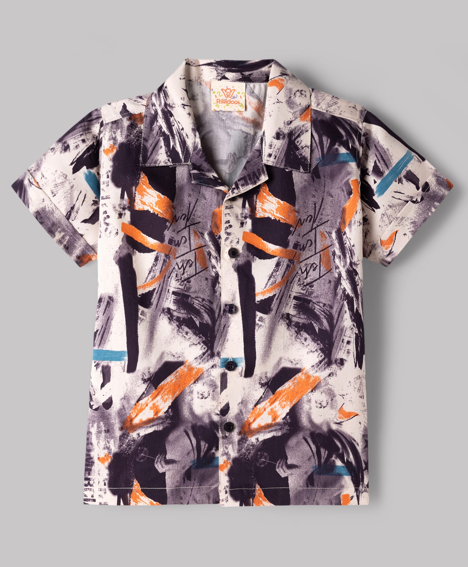 Rikidoos Cotton Woven Half Sleeves Printed Shirt - Purple-picture-2