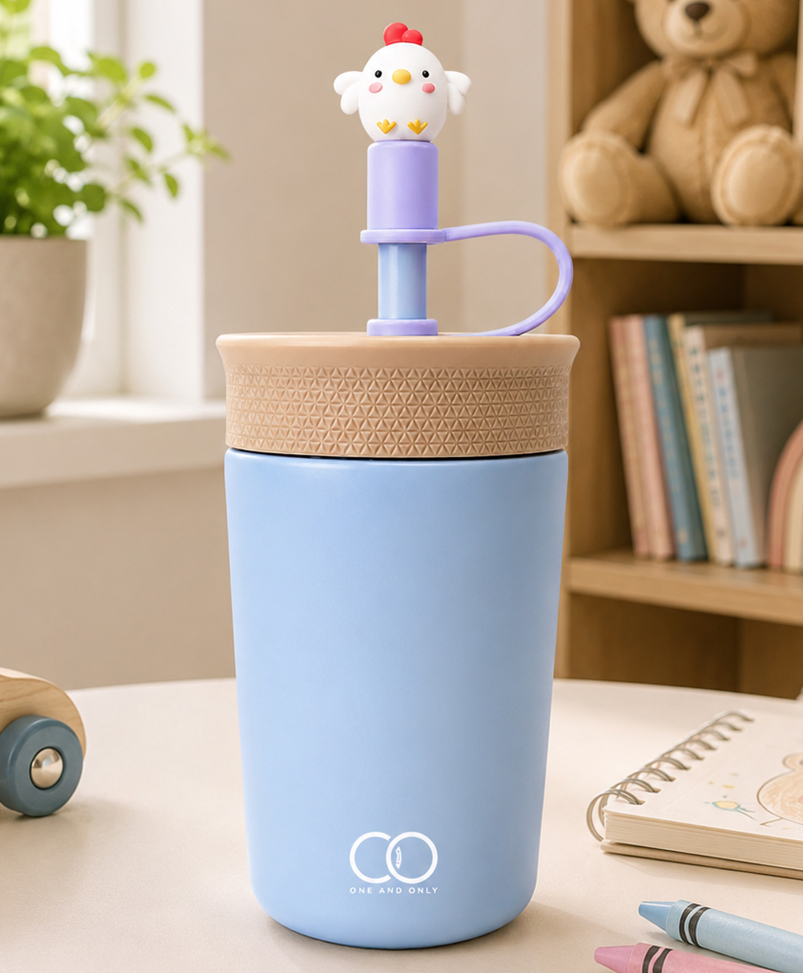 ONE AND ONLY Stainless Steel Kids Sipper Tumbler with Straw Lid | BPA-Free | Leakproof | 350ml | Sky Blue-picture-22