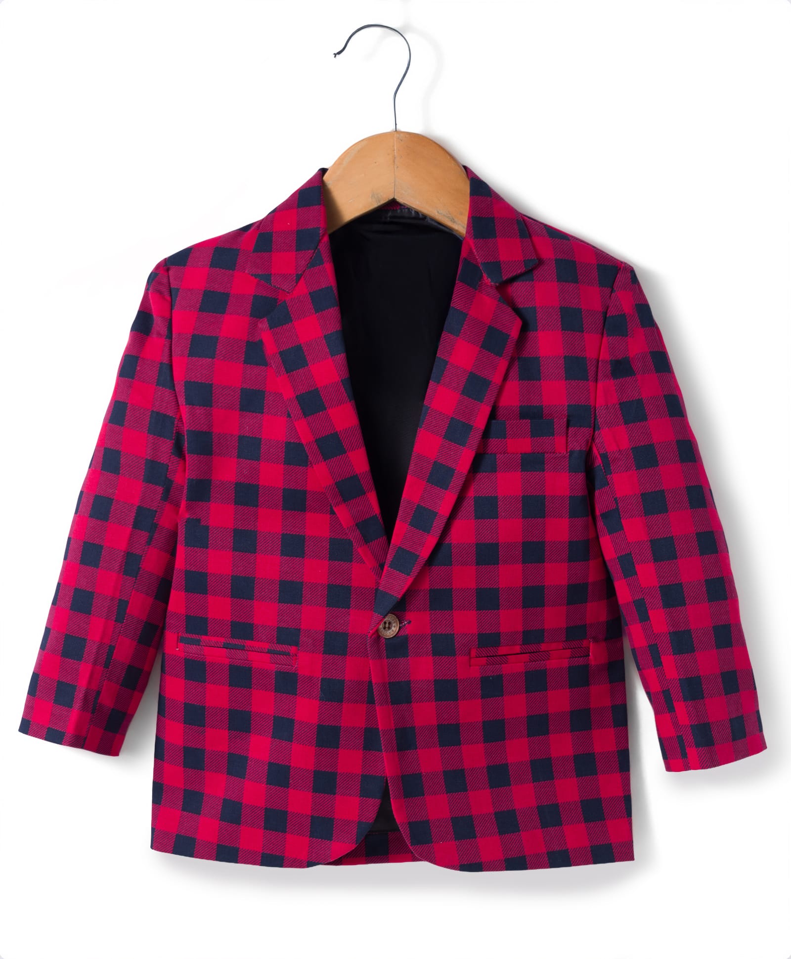 Rikidoos Cotton Woven Full Sleeve Checkered Blazer - Red & Black-picture-22