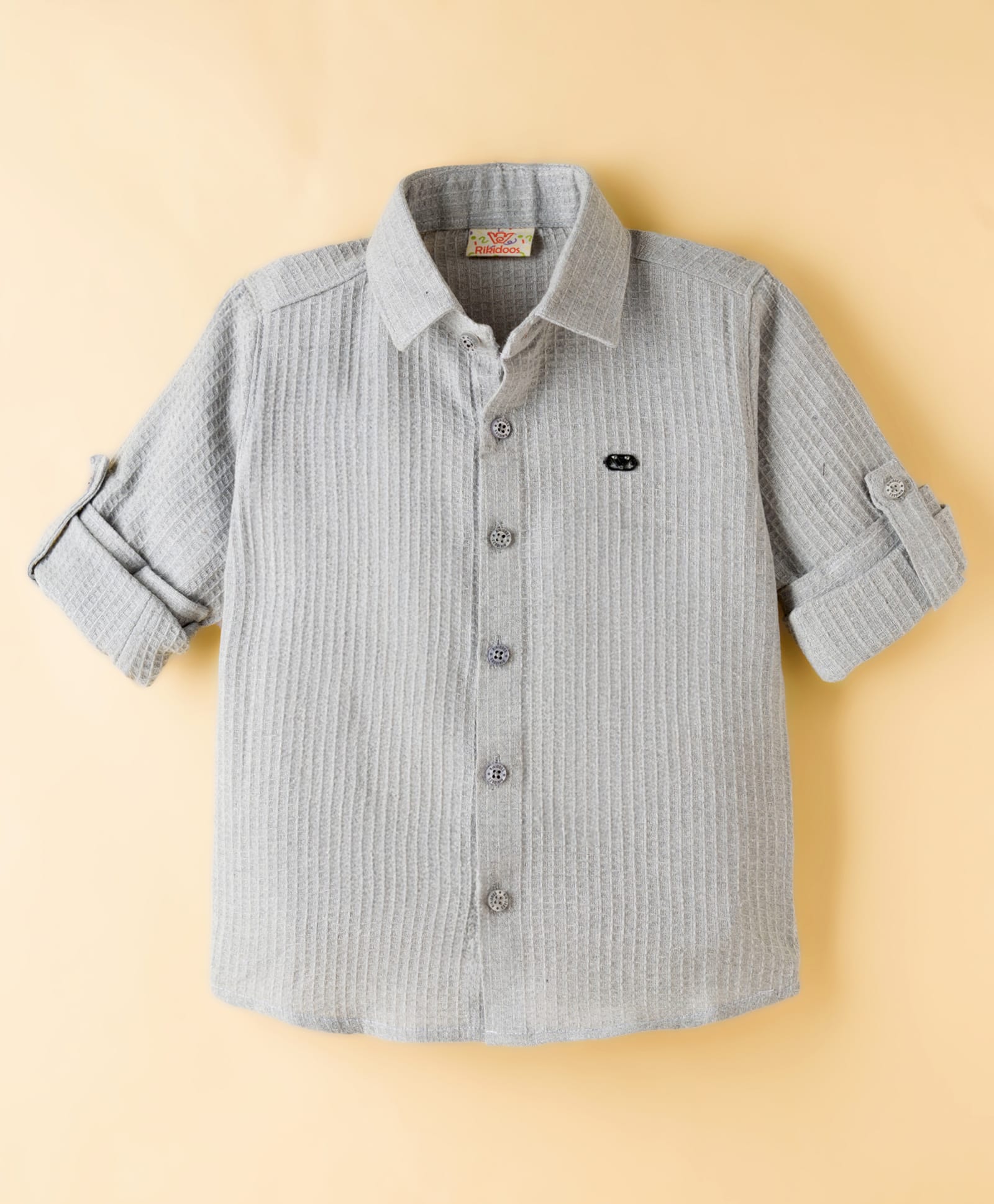 Rikidoos Cotton Woven Full Sleeves Solid Shirt - Light Grey-picture-34