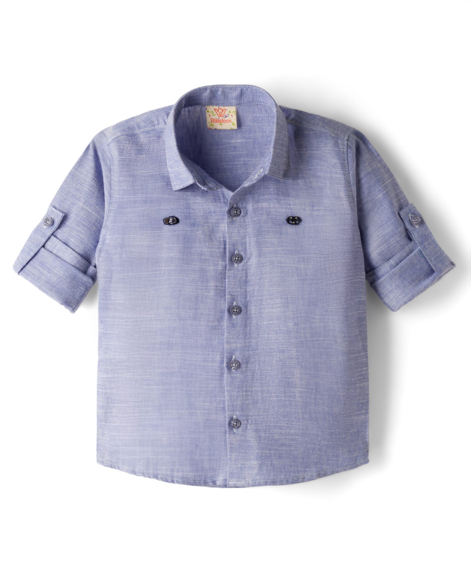 Rikidoos Cotton Woven Full Sleeves Solid Shirt - Light Blue-picture-29