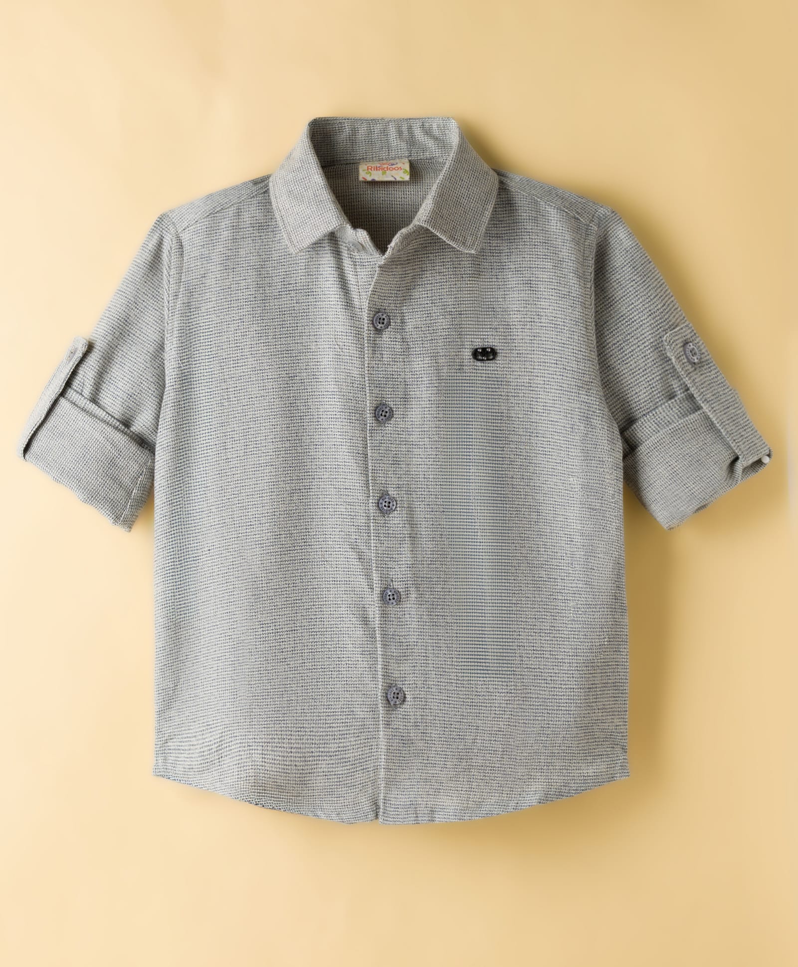 Rikidoos Cotton Woven Full Sleeves Solid Shirt - Grey-picture-11