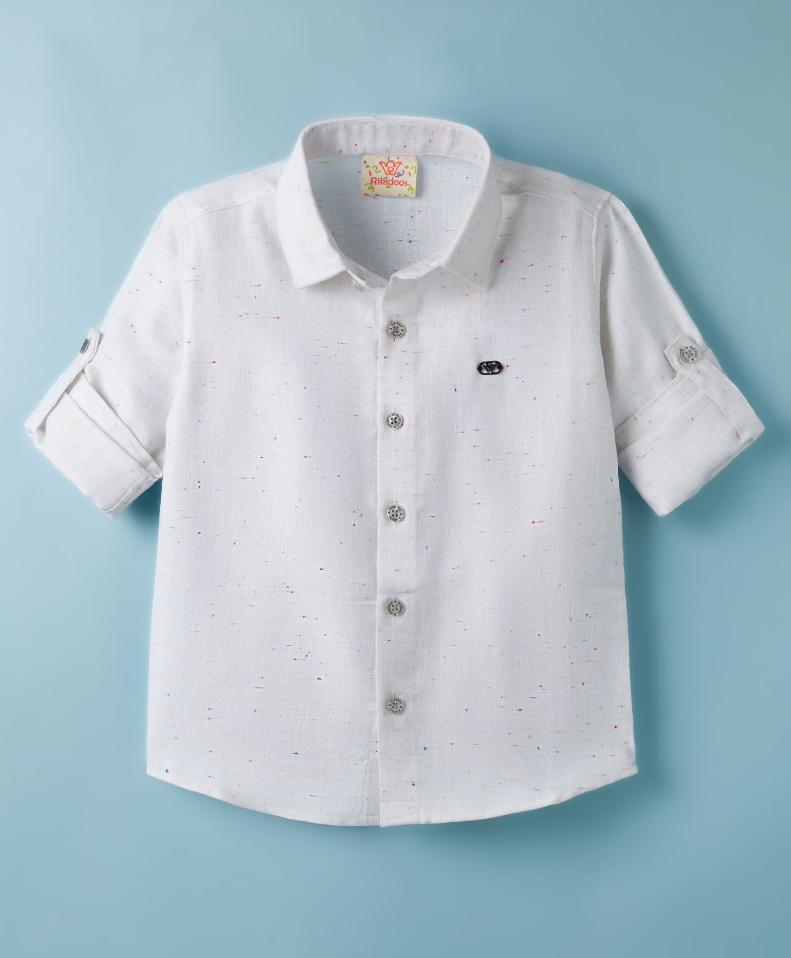 Rikidoos Cotton Woven Full Sleeves Solid Shirts - White-picture-35