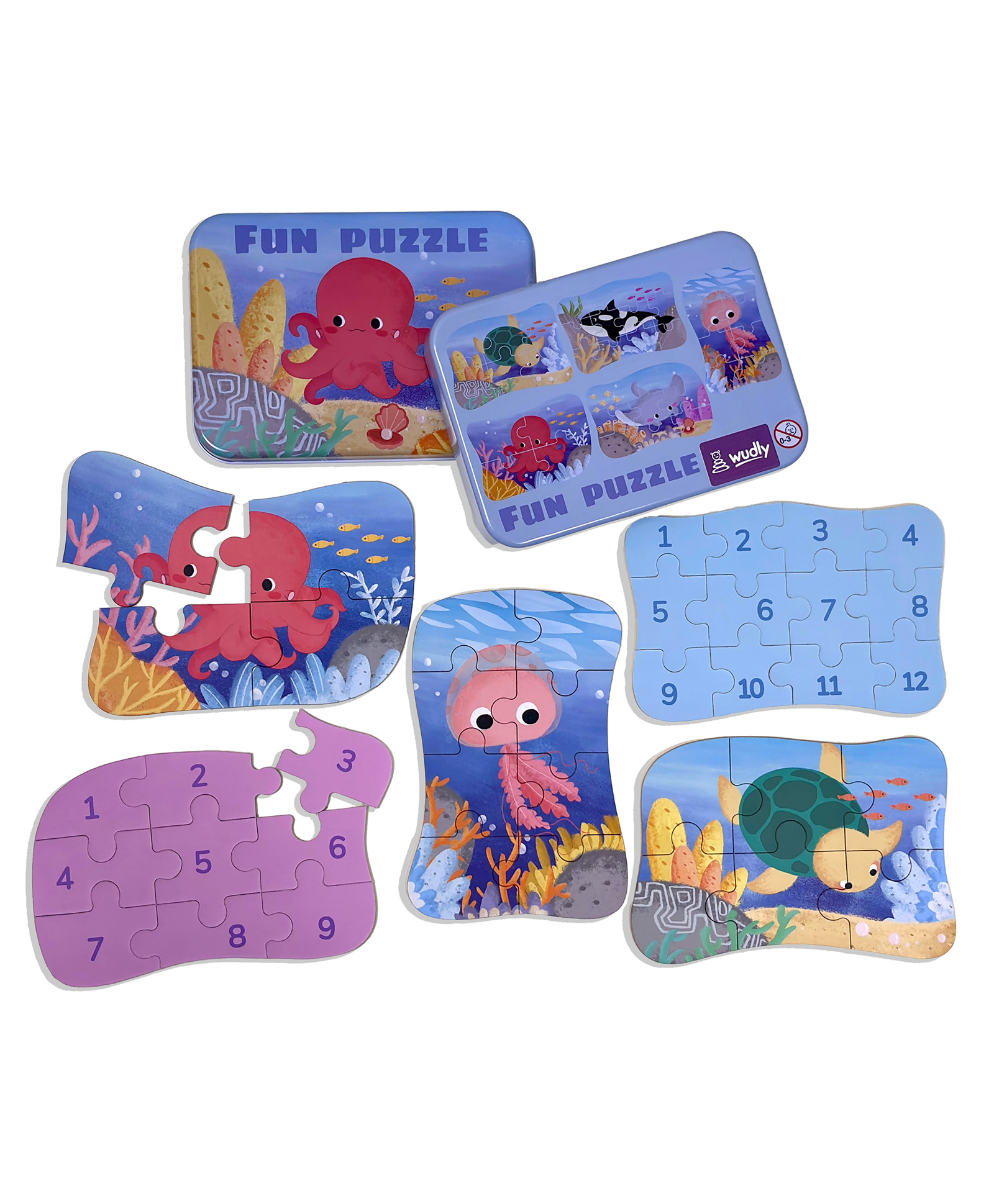 Wudly Ocean Progressive Puzzle Metal Box for Kids Sea Animal Learning Jigsaw Puzzle Set-picture-13