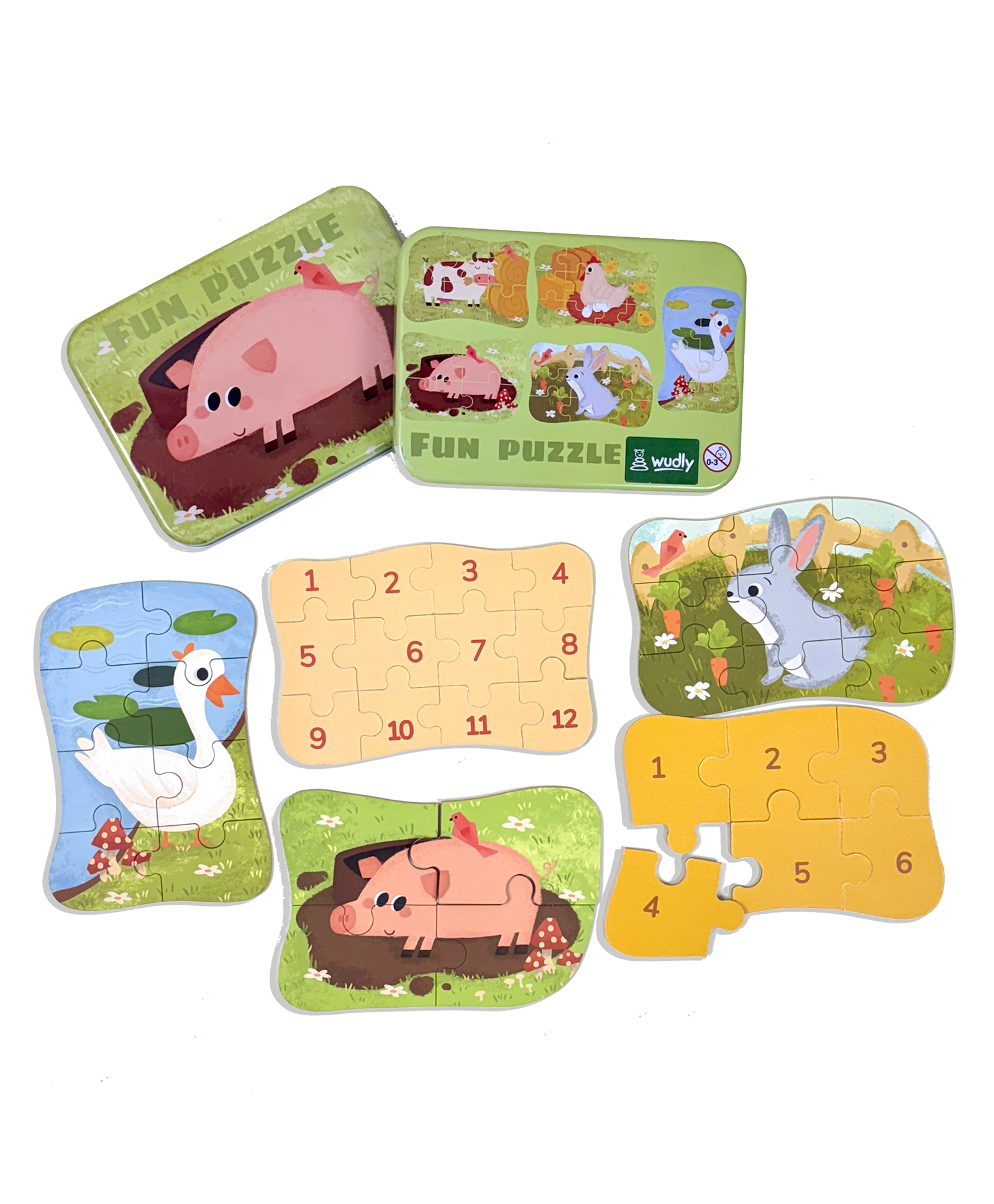 Wudly Farm Animals Progressive Puzzle Metal Box for Kids Number Learning Jigsaw Puzzle Set-picture-12