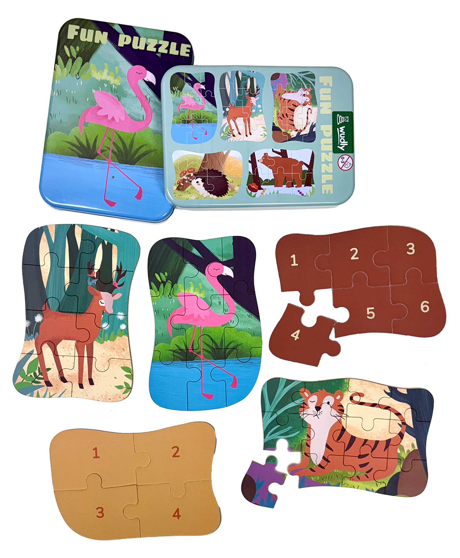 Wudly Jungle Animals Progressive Puzzle Metal Box for Kids Number Learning Jigsaw Puzzle Set-picture-15
