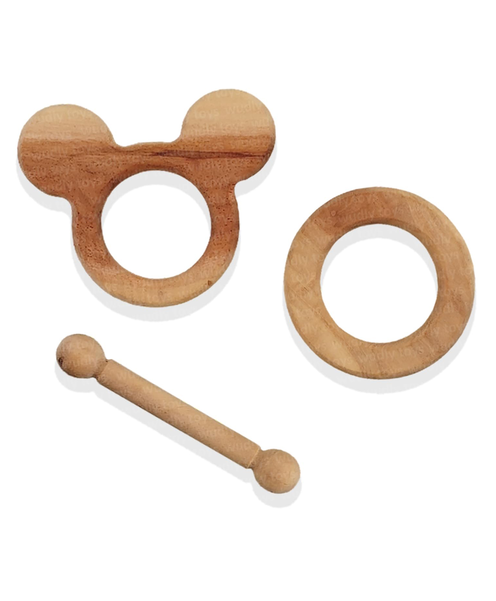 Wudly 0 Wudly Wooden Baby Teether Set for Infants | Smooth Safe Wooden Teethers for Newborns Teething Relief (3 Pcs)-image-12