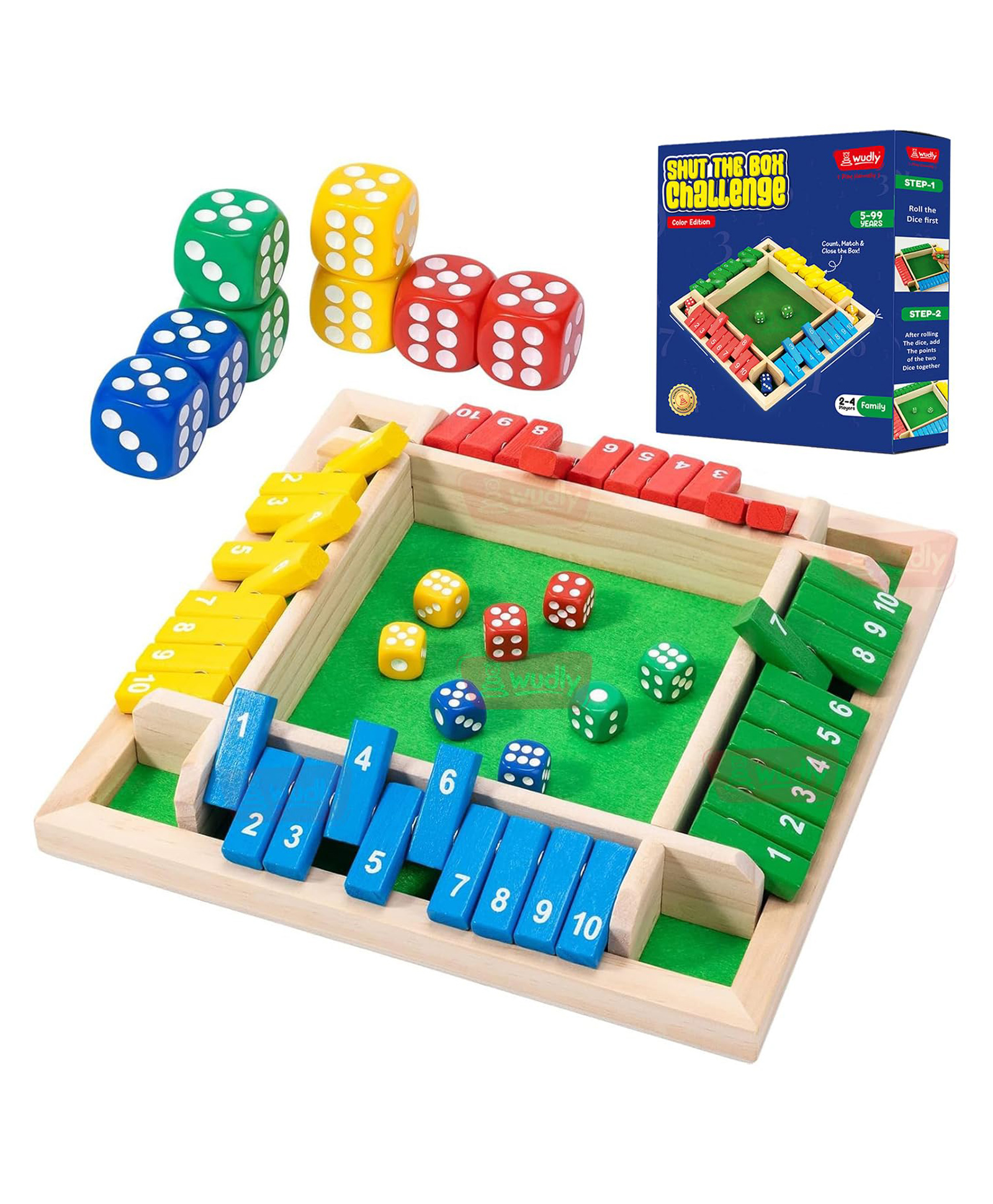 Wudly Wooden Shut The Box Dice Game for Kids Number Learning Board Game-picture-12