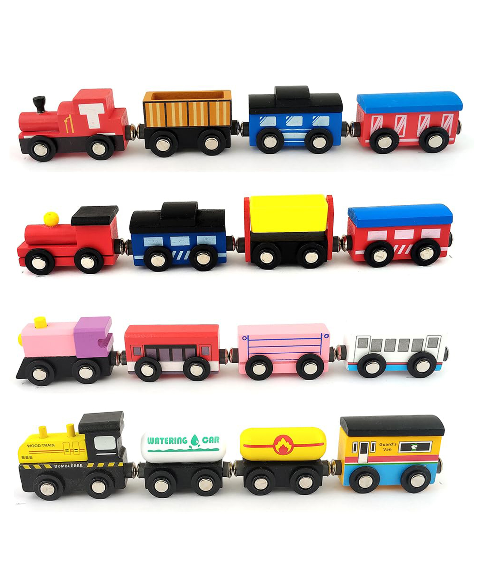 Wudly Wooden Mini Train Toy Set for Kids Colorful Engine & Wagon Vehicle Toy Set-picture-25