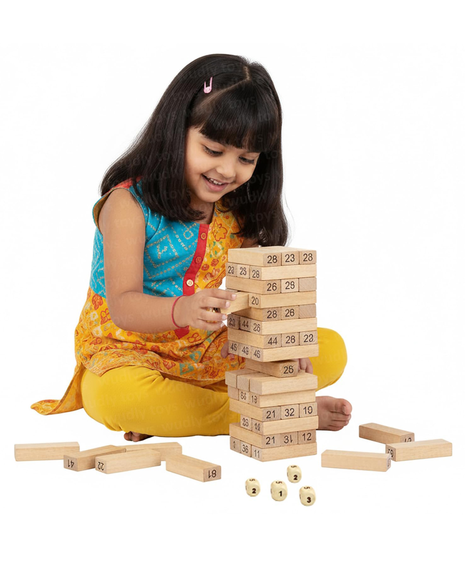 Wudly Numbered Wooden Stacking Tower Game with Dice | Math Learning Balance Block Game | Strategy & Family Party Game for Kids & Adults-picture-5