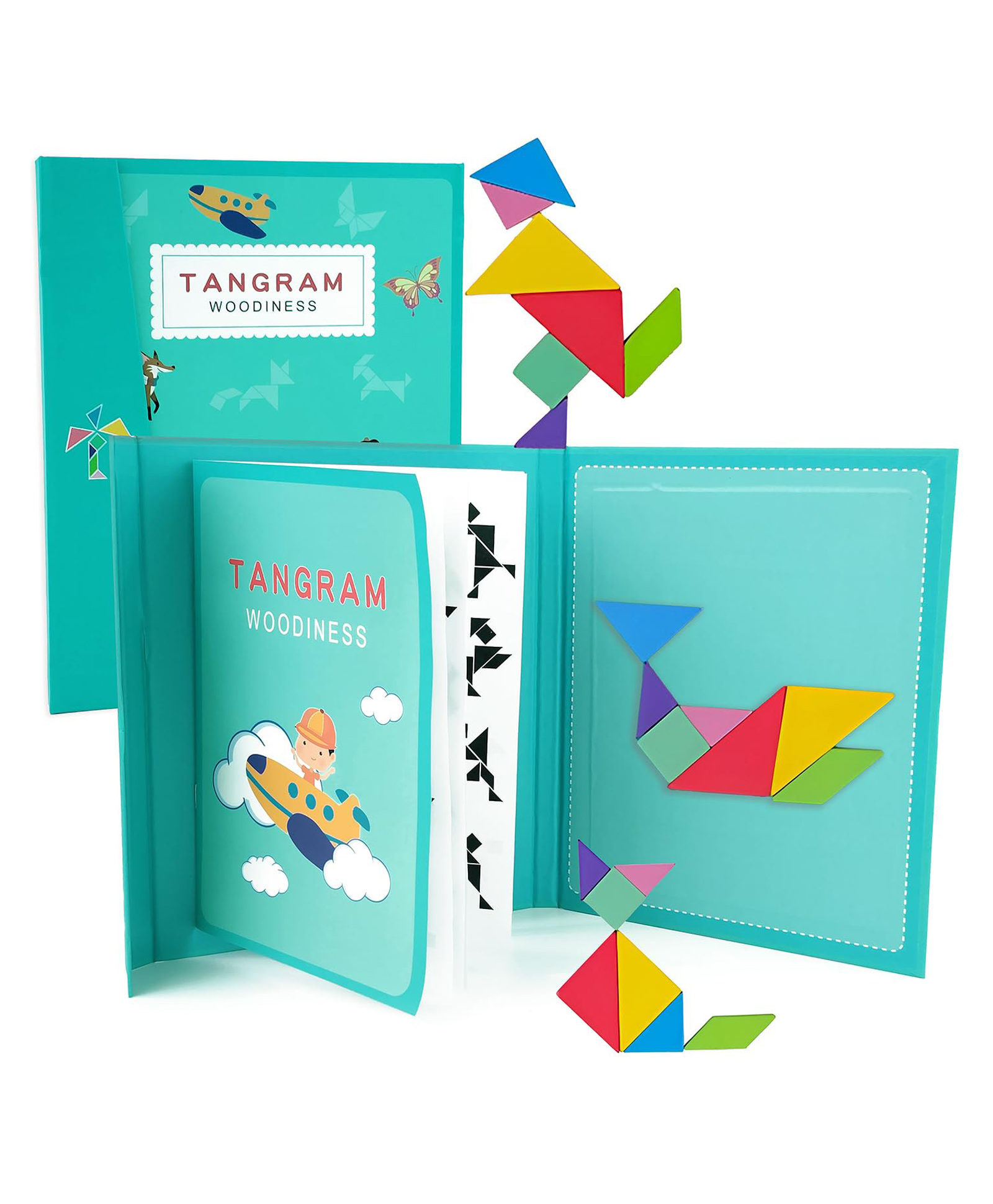 Wudly Tangram Wooden Puzzle Book for Kids Creative Shape Learning Montessori Toy-image-38