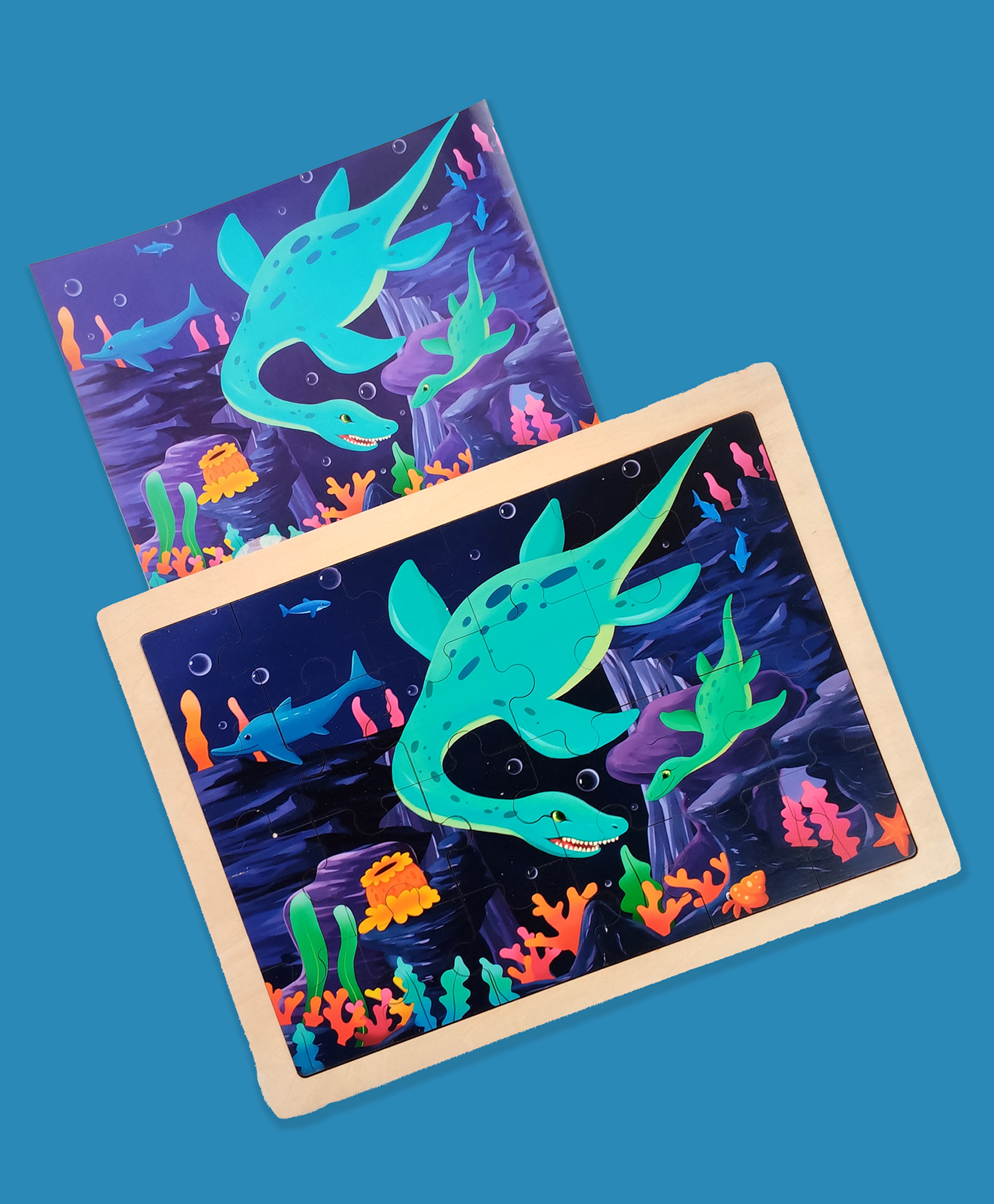 Wudly Wooden Ocean Animal Puzzle Board for Kids Underwater Learning Jigsaw Puzzle-picture-3
