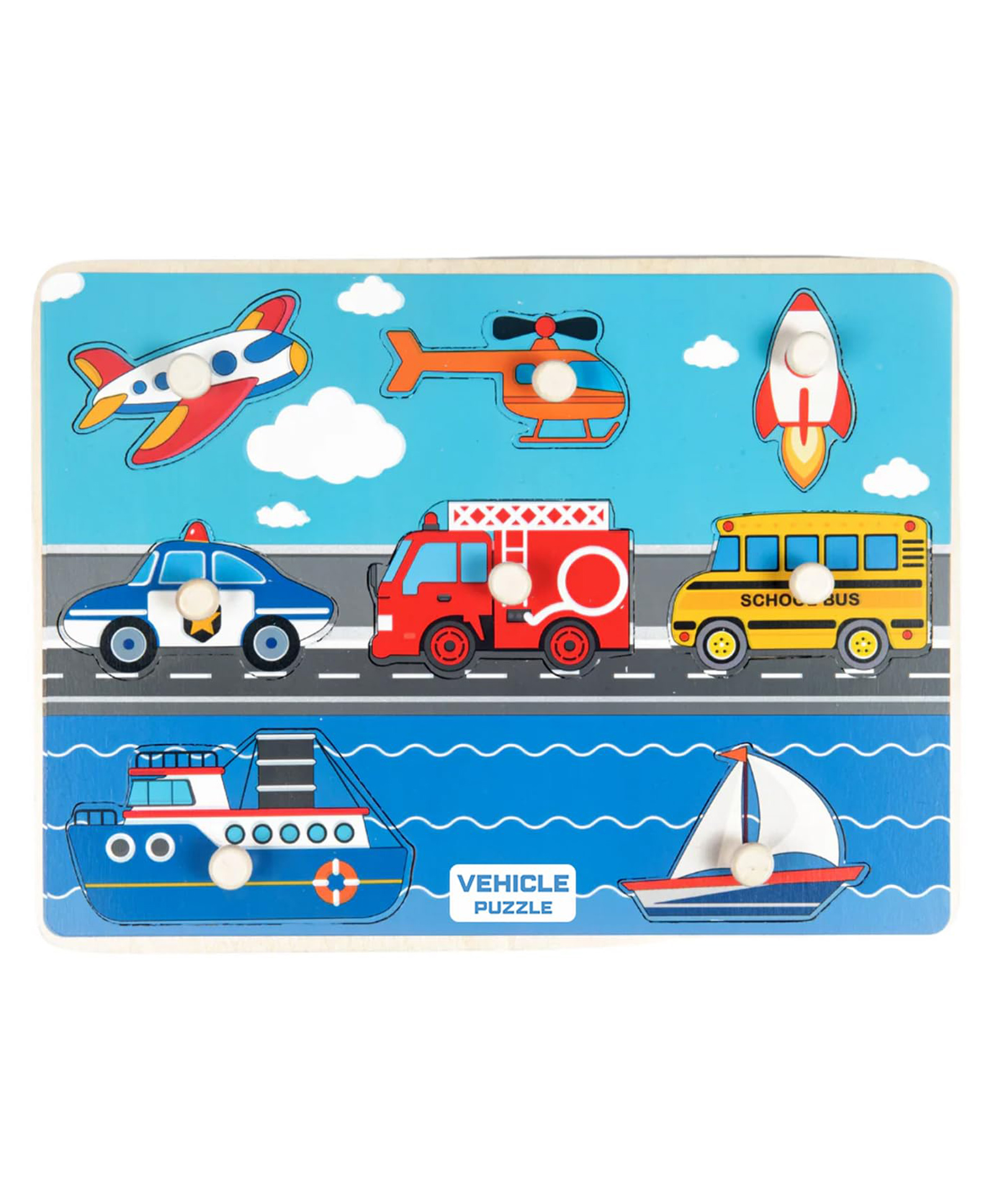 Wudly Wooden Vehicle Puzzle Board for Kids Transport Learning Jigsaw Puzzle-image-13