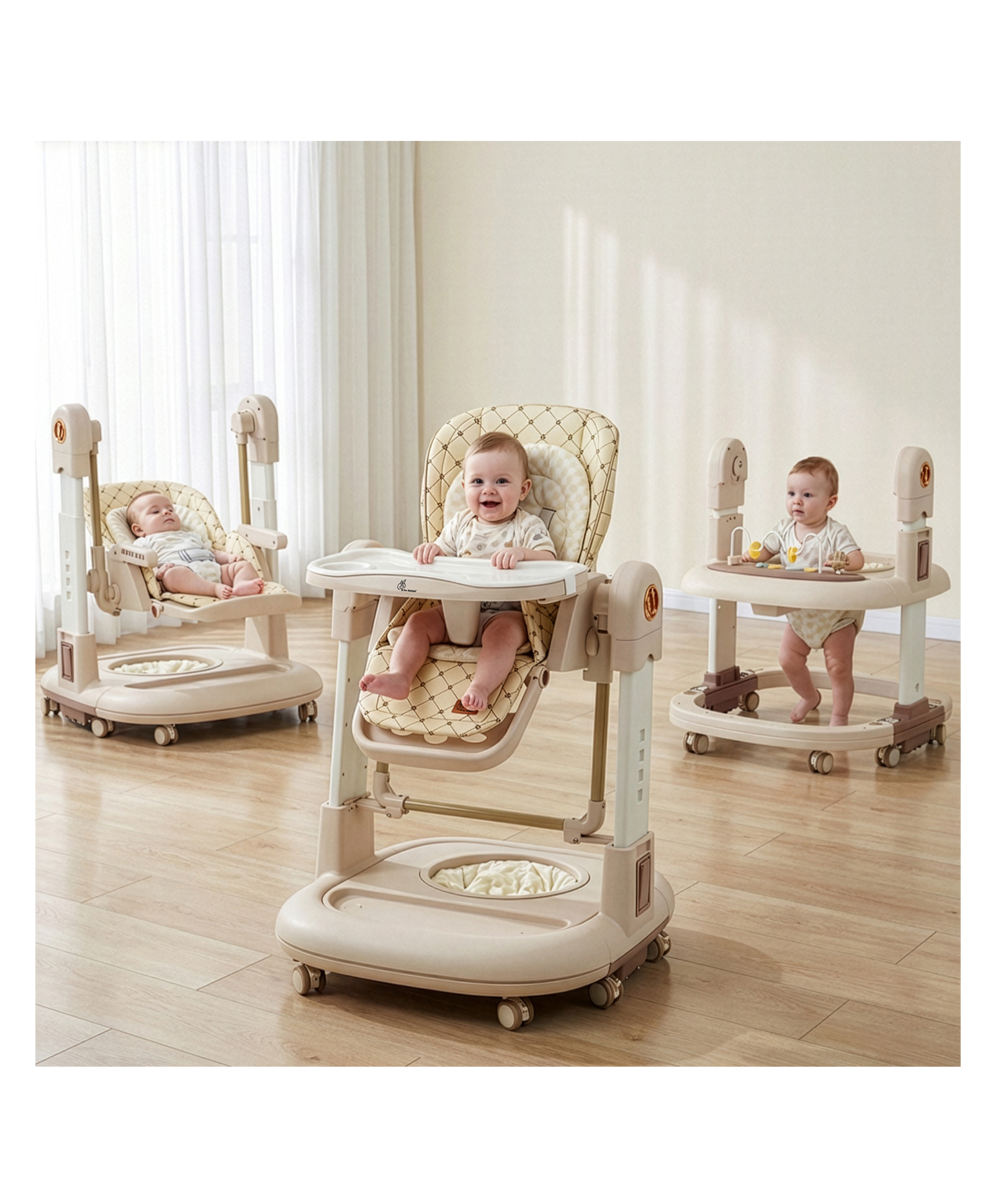 R for Rabbit Marshmallow Trio 3-In-1 High Chair - Beige-image-4