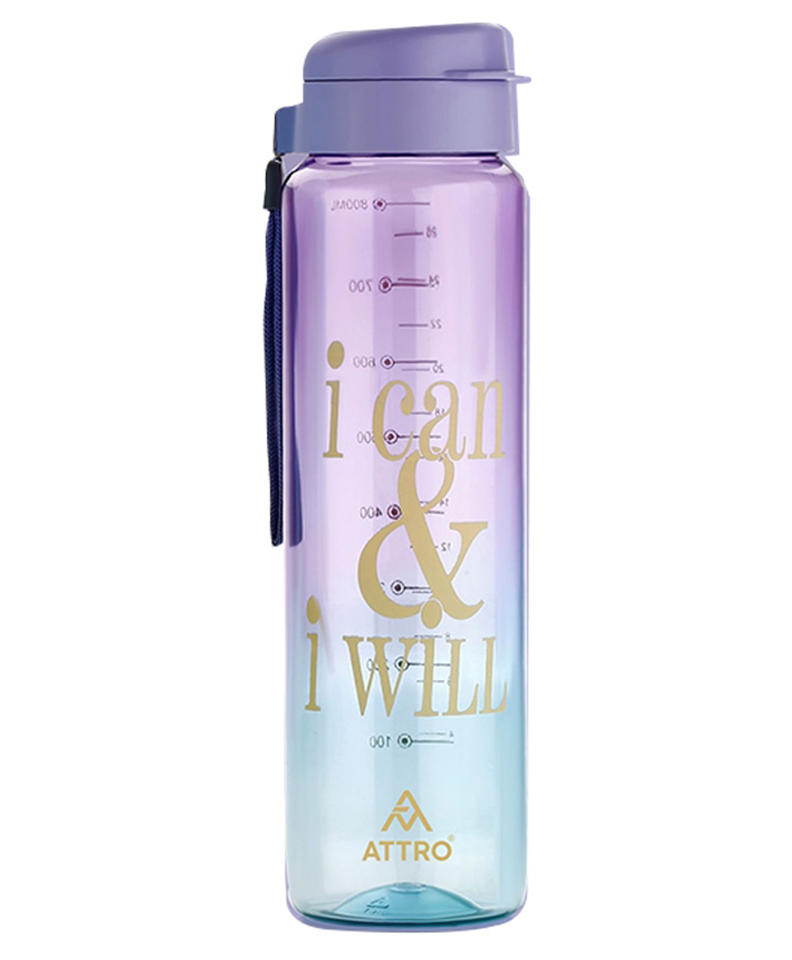 ATTRO Sports Buddy Deluxe Water Bottle BPA Free with Leak Proof Flip Top Cap Purple & Blue - 800 ml-image-1