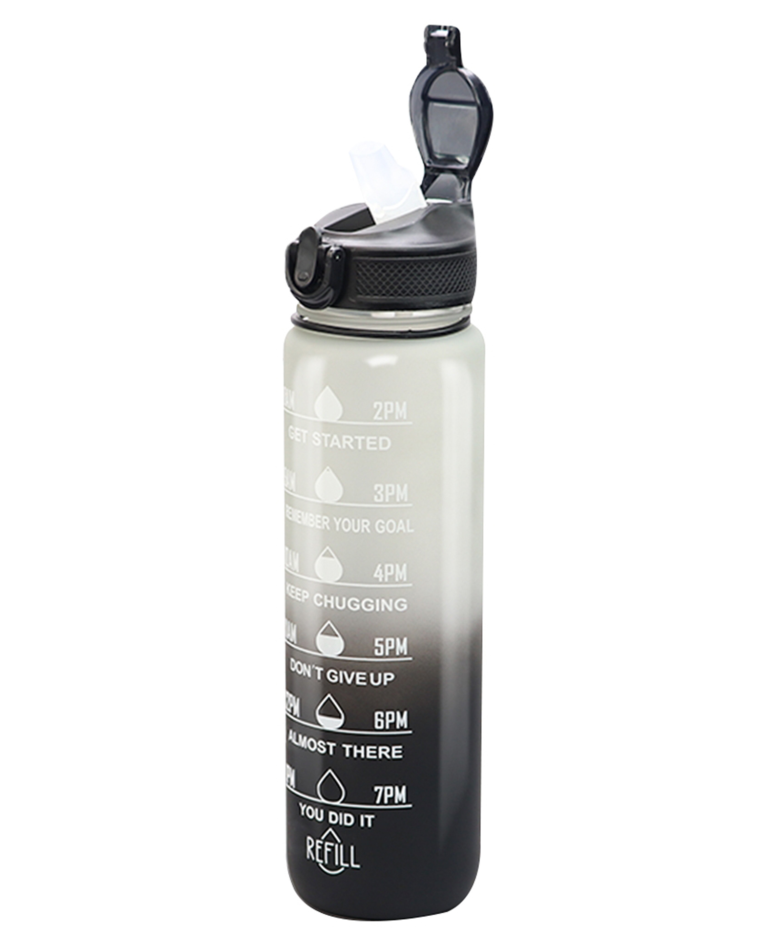 ATTRO Motivational Quotes & Time Marker Dual Colour Sports Bottle Black & Grey - 1 L-picture-10