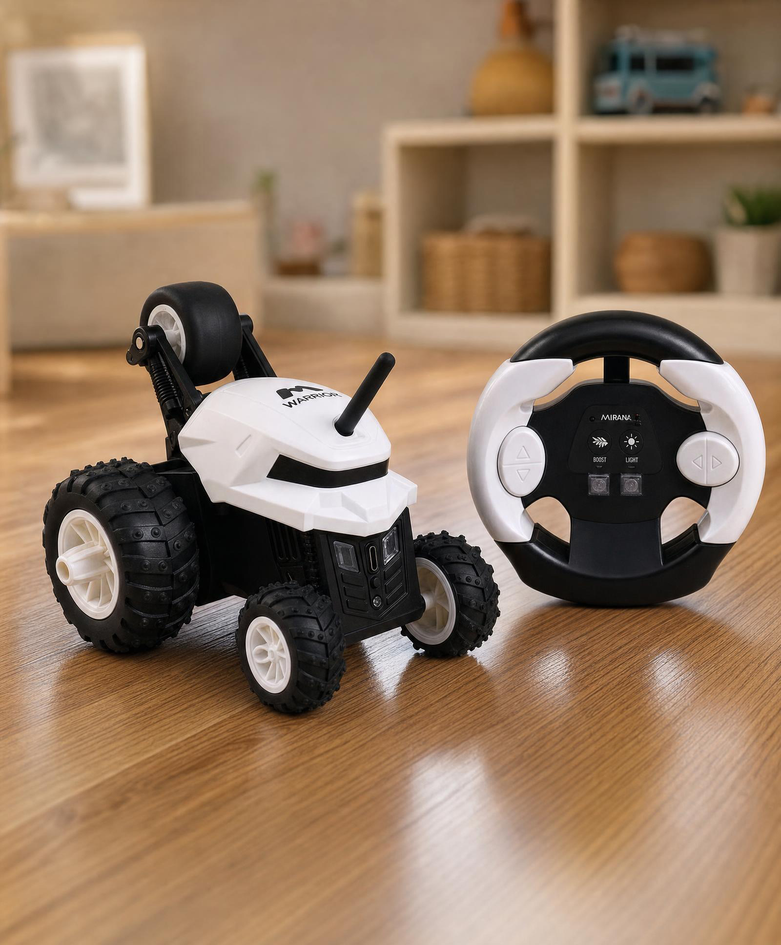 fab n funky Warrior Stunt RC Car - White| 360° & 180° Tumbling| Easy Control Stunts| Dual Motor| Type-C Fast Charging| LED Lights| 2.4GHz Remote Control| All-Terrain Vehicle| BIS Certified| 4+ Years-picture-31