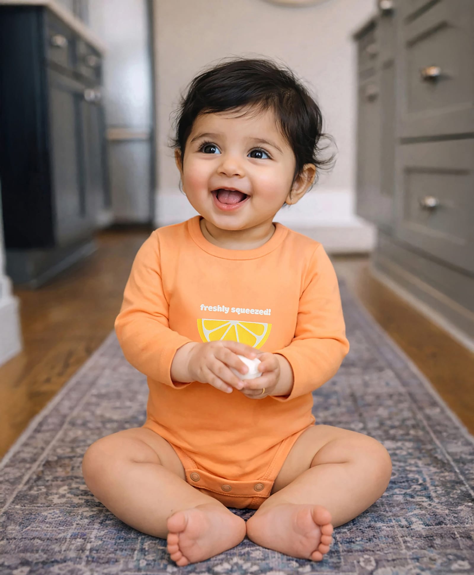Somersault Cotton Knit Full Sleeves Lemon Printed Onesie - Orange-picture-23