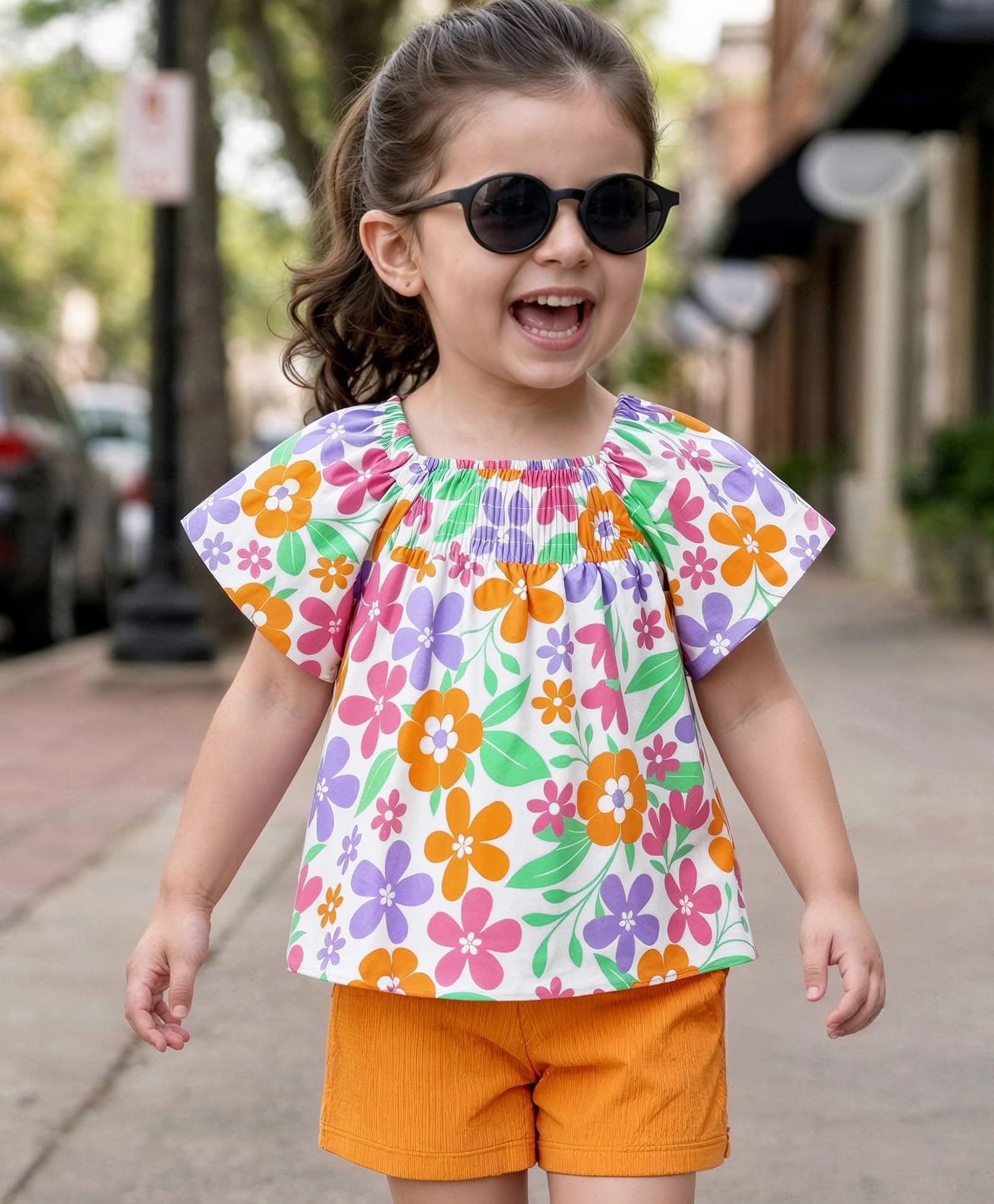 Babyhug Single Jersey Knit Half Sleeves Top & Shorts Set with Floral Print - Multicolor-image-44