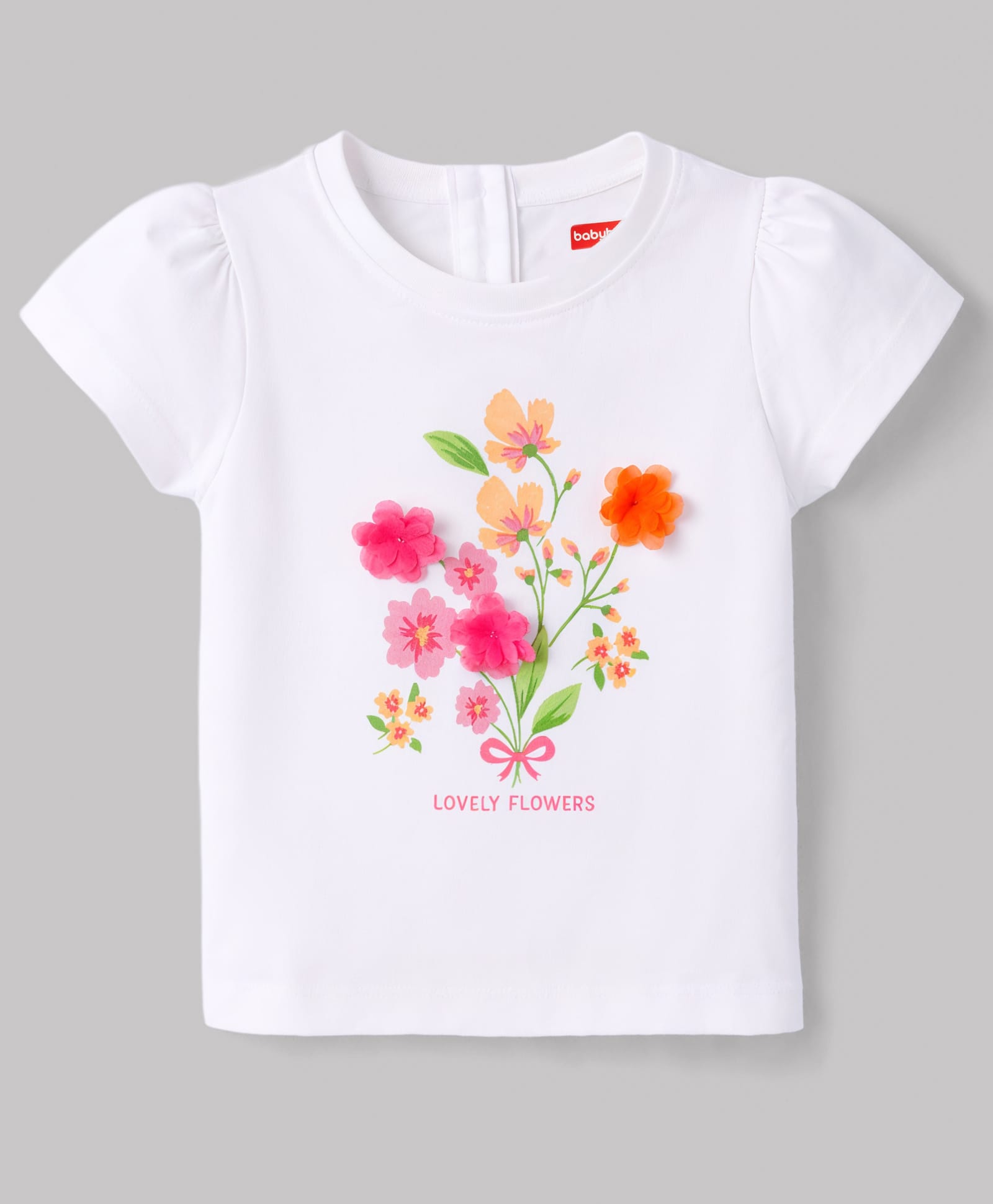 Babyhug Cotton Knit Half Sleeves Top with Floral Print & Applique - Multicolor-picture-28