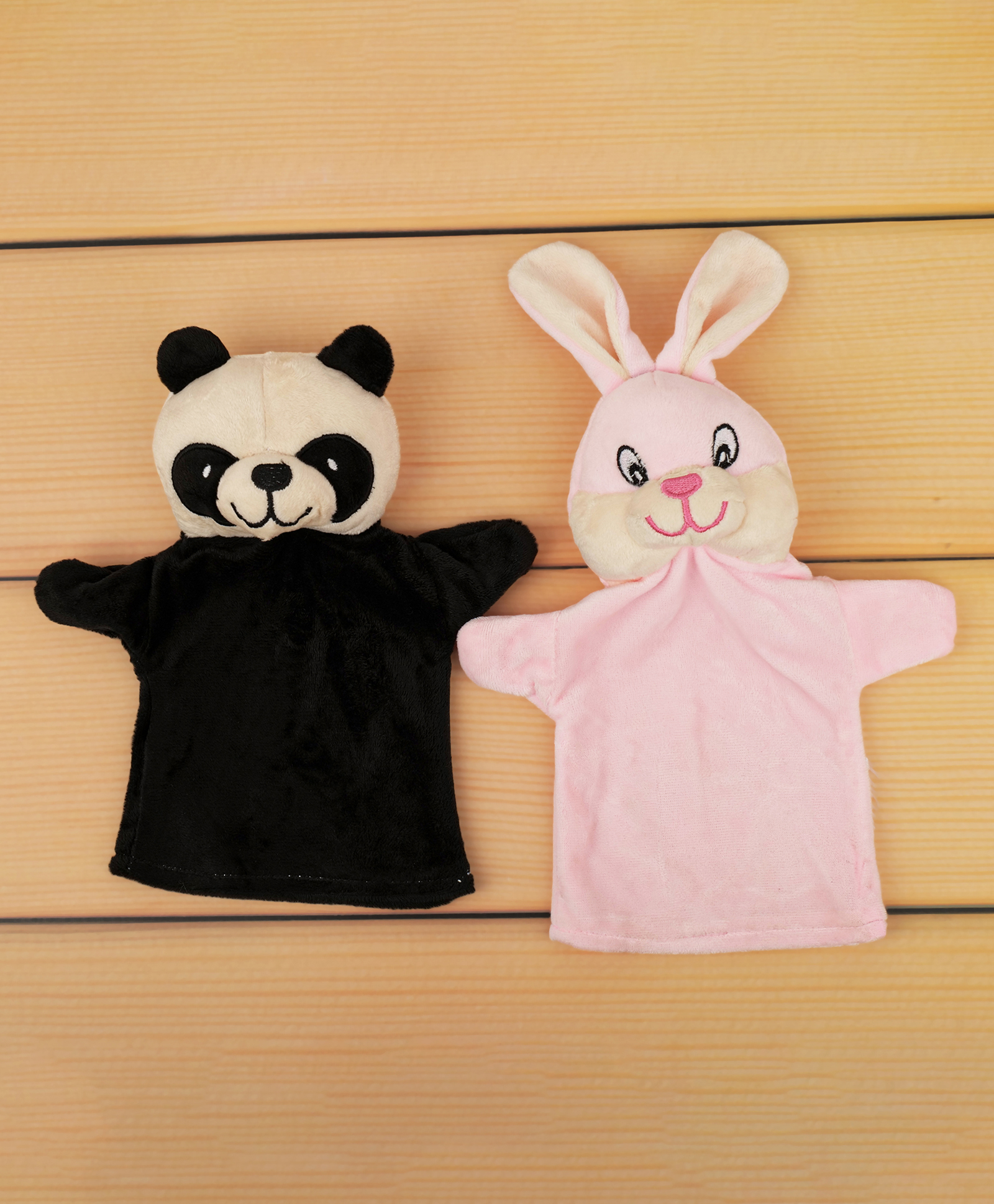Dukiekooky Height - 22 CM Kids Pack of 2 Panda & Bunny Hand Puppet Set Soft Plush Toys-picture-10