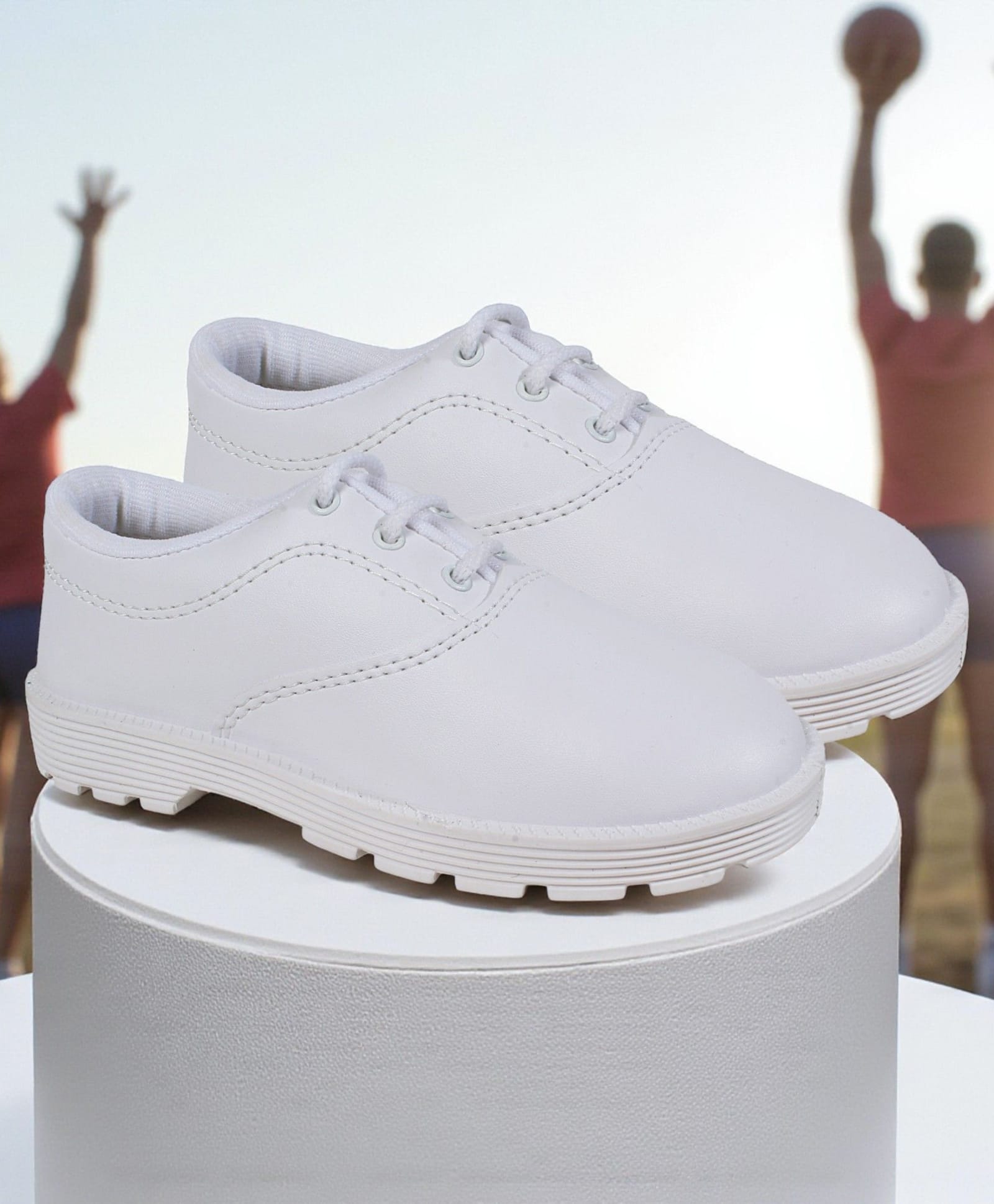 Trump Solid Lace Up School Shoes - White-picture-21