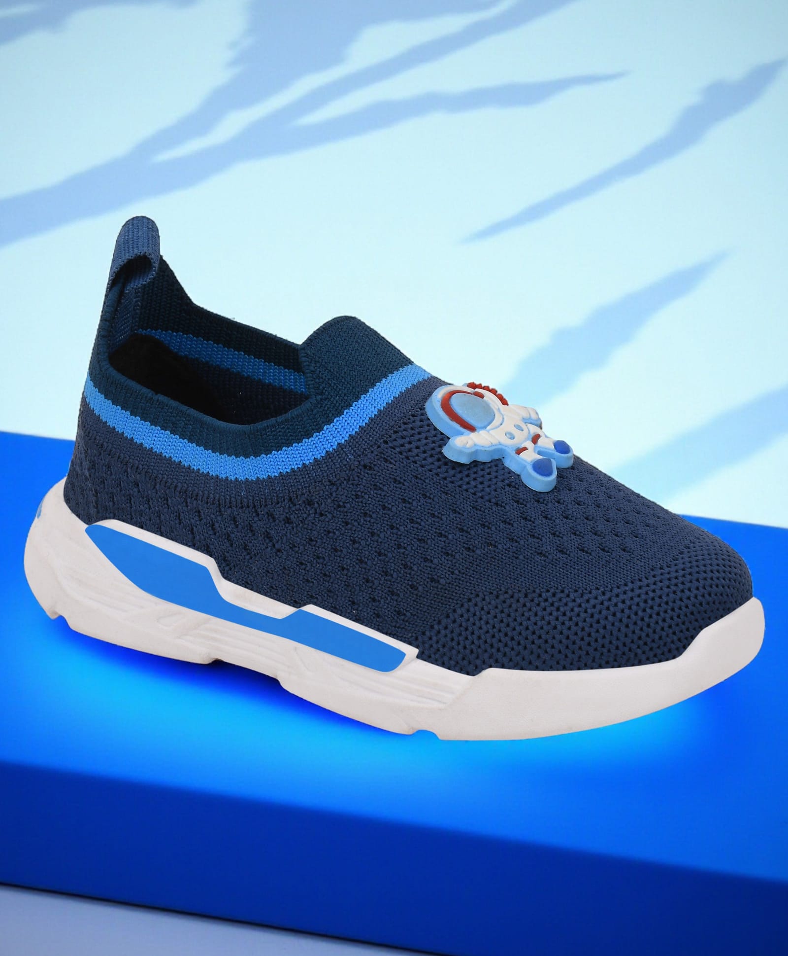Trump Mesh Detailed Astronaut Applique Detailed Slip On Shoes - Blue-picture-21