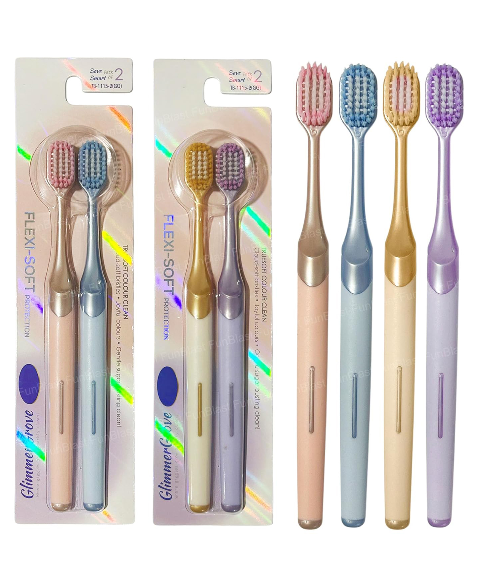 FunBlast Unique Design Soft Bristles Manual Toothbrush for Kids and Adults Pack of 4 (Multicolor)-picture-24