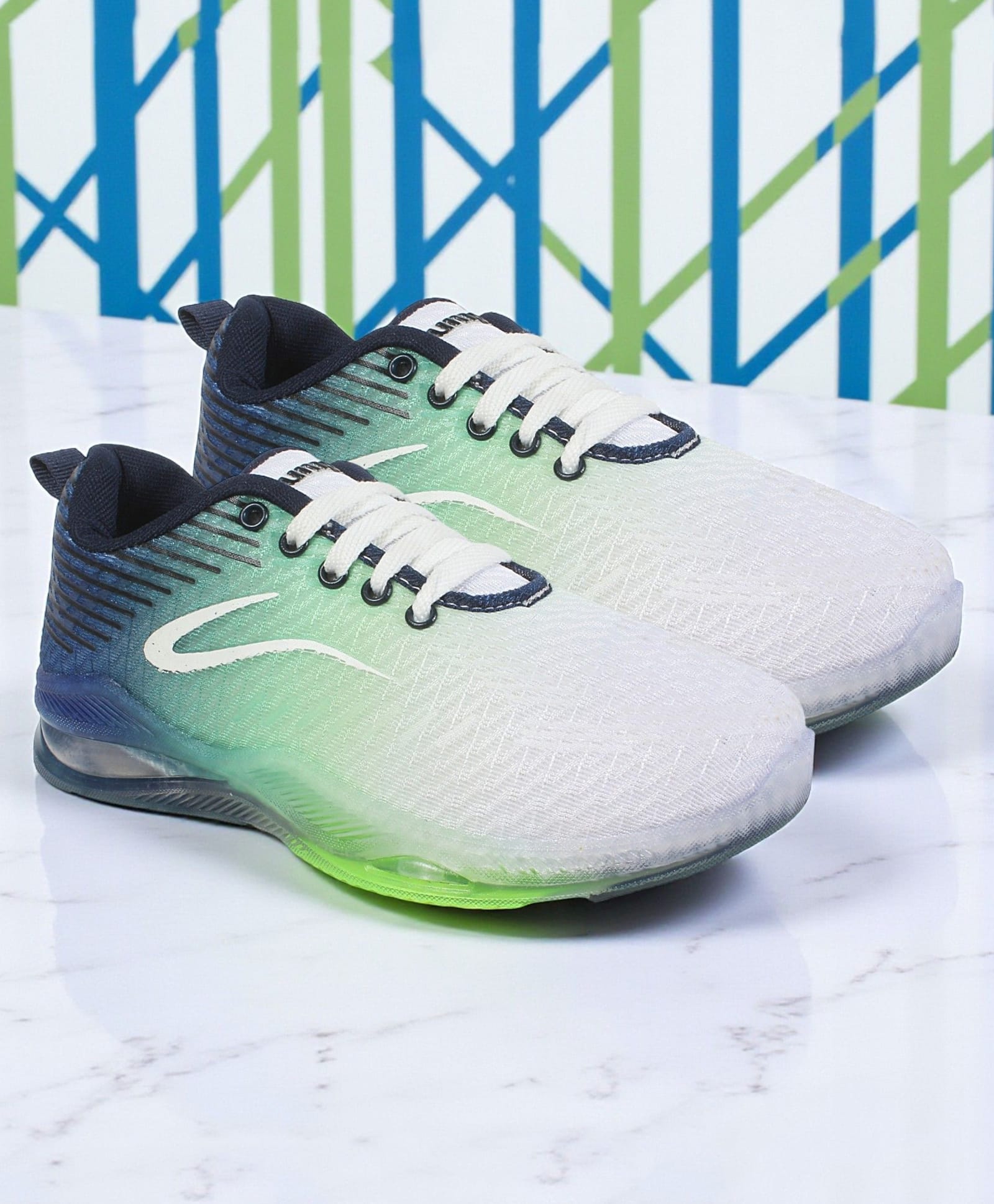 Trump Ombre Abstract Printed Lace Up Shoes - Green-image-37