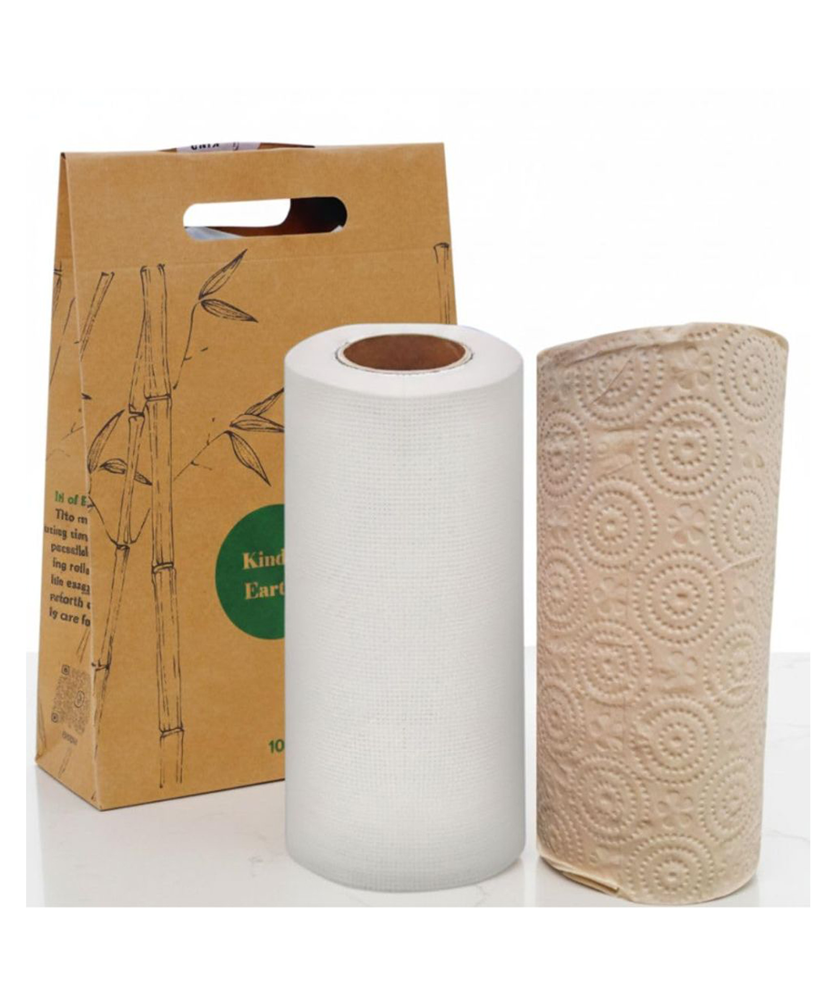 Kind of Earthy Reusable Kitchen Towel Roll & Bamboo Tissue Roll, Pack of 2 | 1 Non Woven Reusable Towel Roll (80 Pulls) + 1 Bamboo Kitchen Tissue Roll (160 Pulls, 2 Ply)-image-16