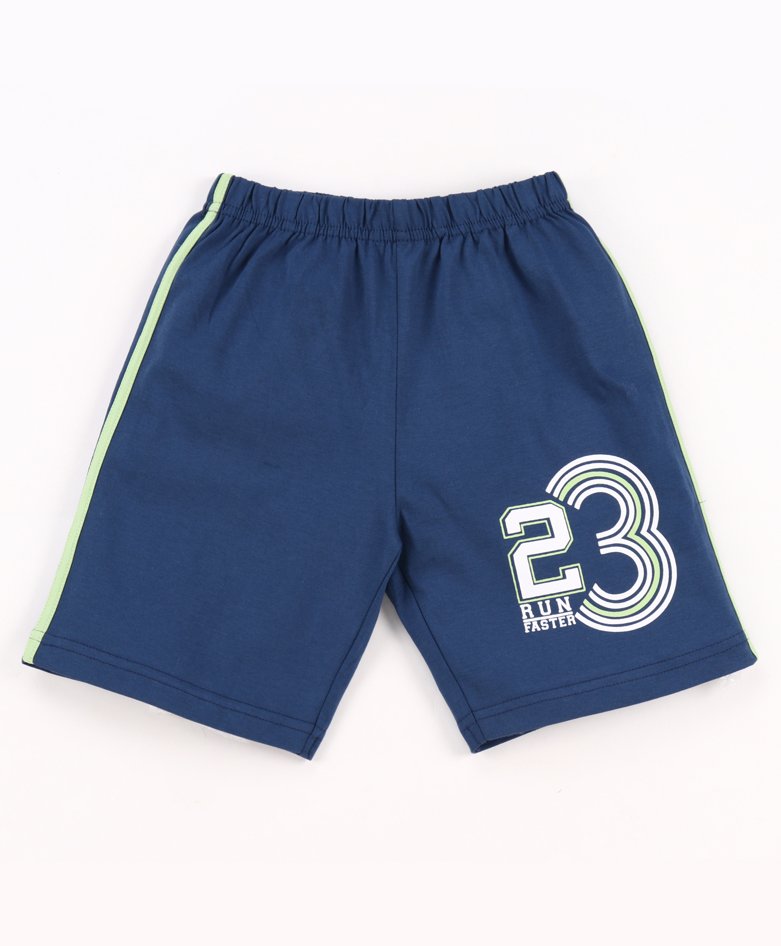 Taeko Single Jersey Knit Knee Length Shorts with Number Print & Tape Detailing - Blue-picture-24