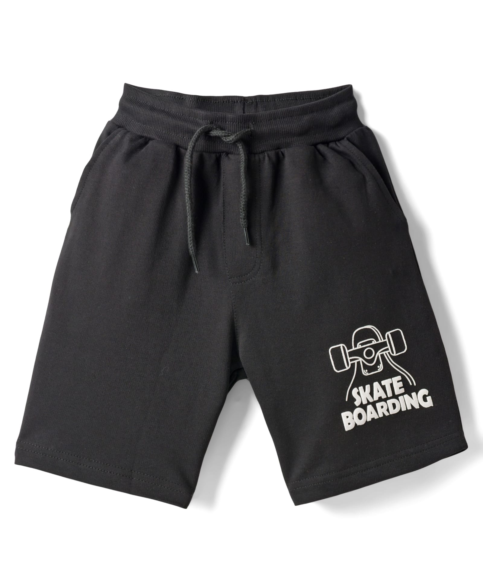 Taeko Single Jersey Knit Knee Length Shorts With Skate Print - Black-image-32