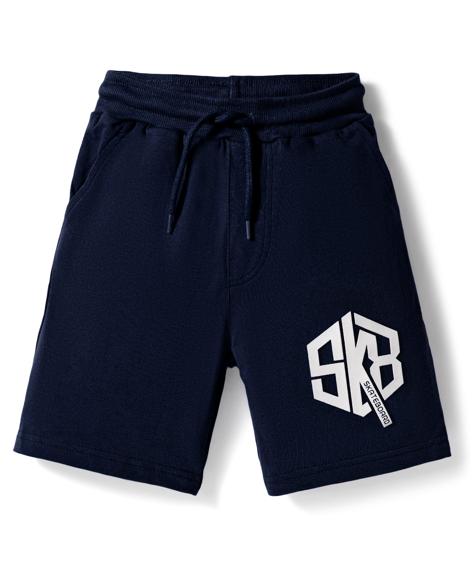 Taeko Single Jersey Knit Knee Length Shorts With Text Print - Navy Blue-picture-27