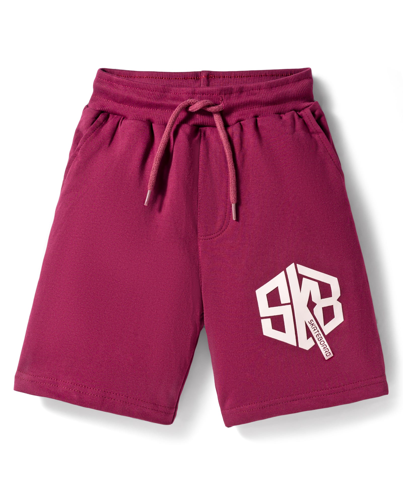 Taeko Single Jersey Knit Knee Length Shorts With Text Print - Dark Pink-image-2