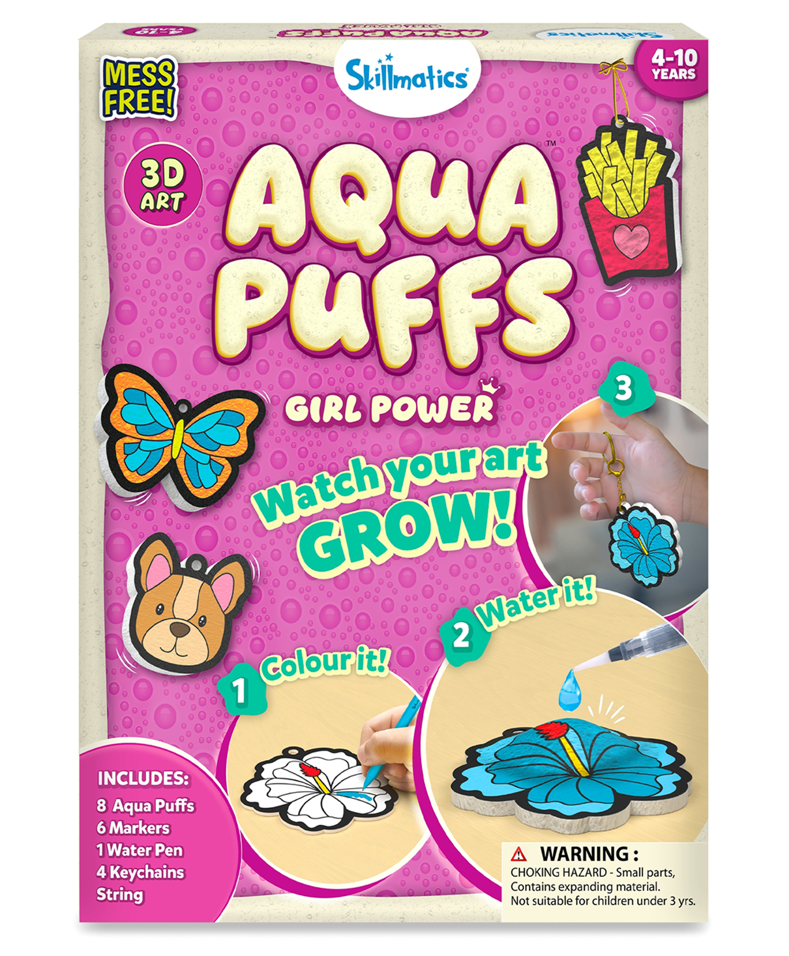 Skillmatics Aqua Puffs 3D Art Kit, Girl Power, MessFree Painting Craft for Kids, DIY Colour & Inflate Activity, Travel Toys & Creative Gifts for Girls Ages 4, 5, 6, 7, 8, 9, 10-picture-8