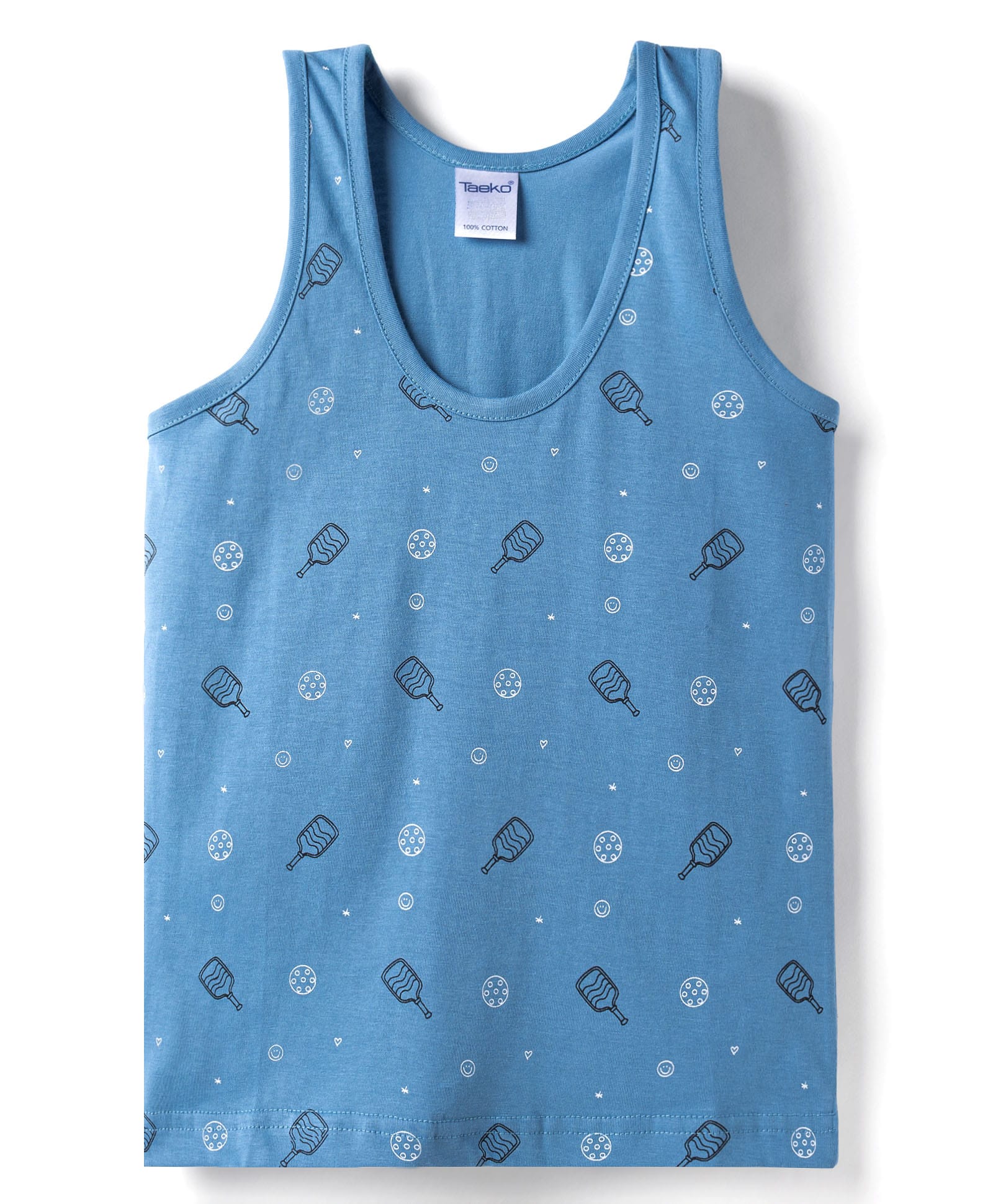 Taeko Single Jersey Knit Sleeveless Vest With Pickleball Print - Blue-picture-11