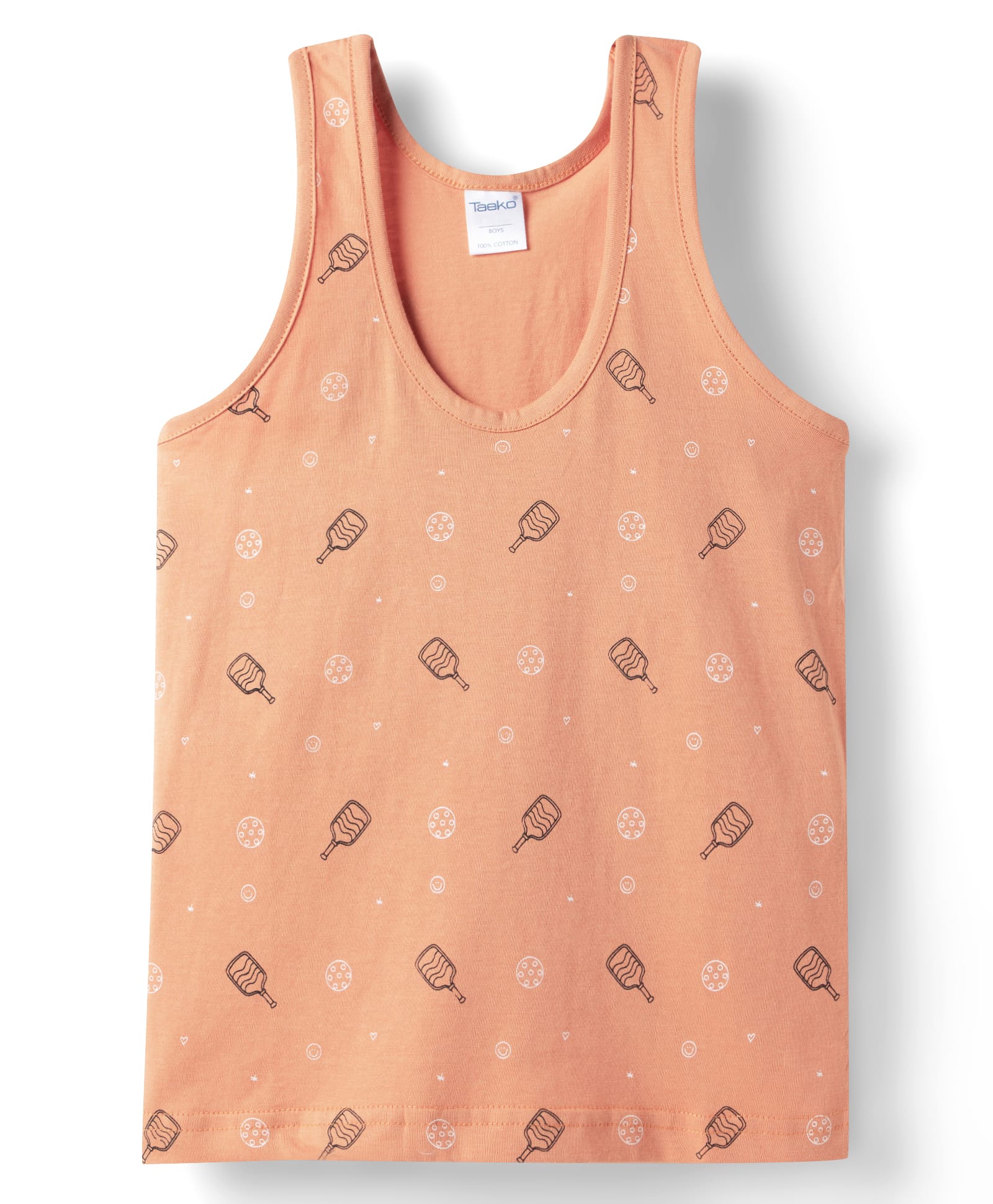 Taeko Single Jersey Knit Sleeveless Vest With Pickleball Print - Orange-picture-16