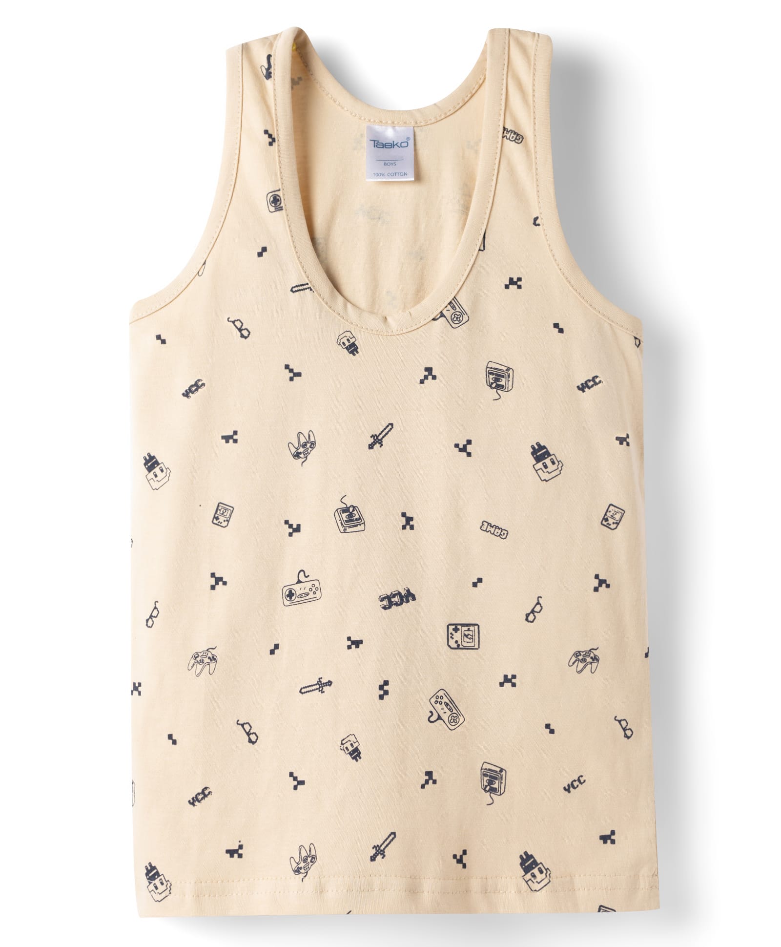 Taeko Single Jersey Knit Sleeveless Vest With Gaming Print - Brown-picture-41