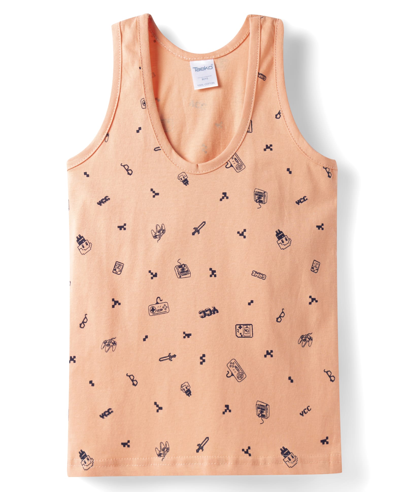 Taeko Single Jersey Knit Sleeveless Vest With Gaming Print - Peach-picture-36