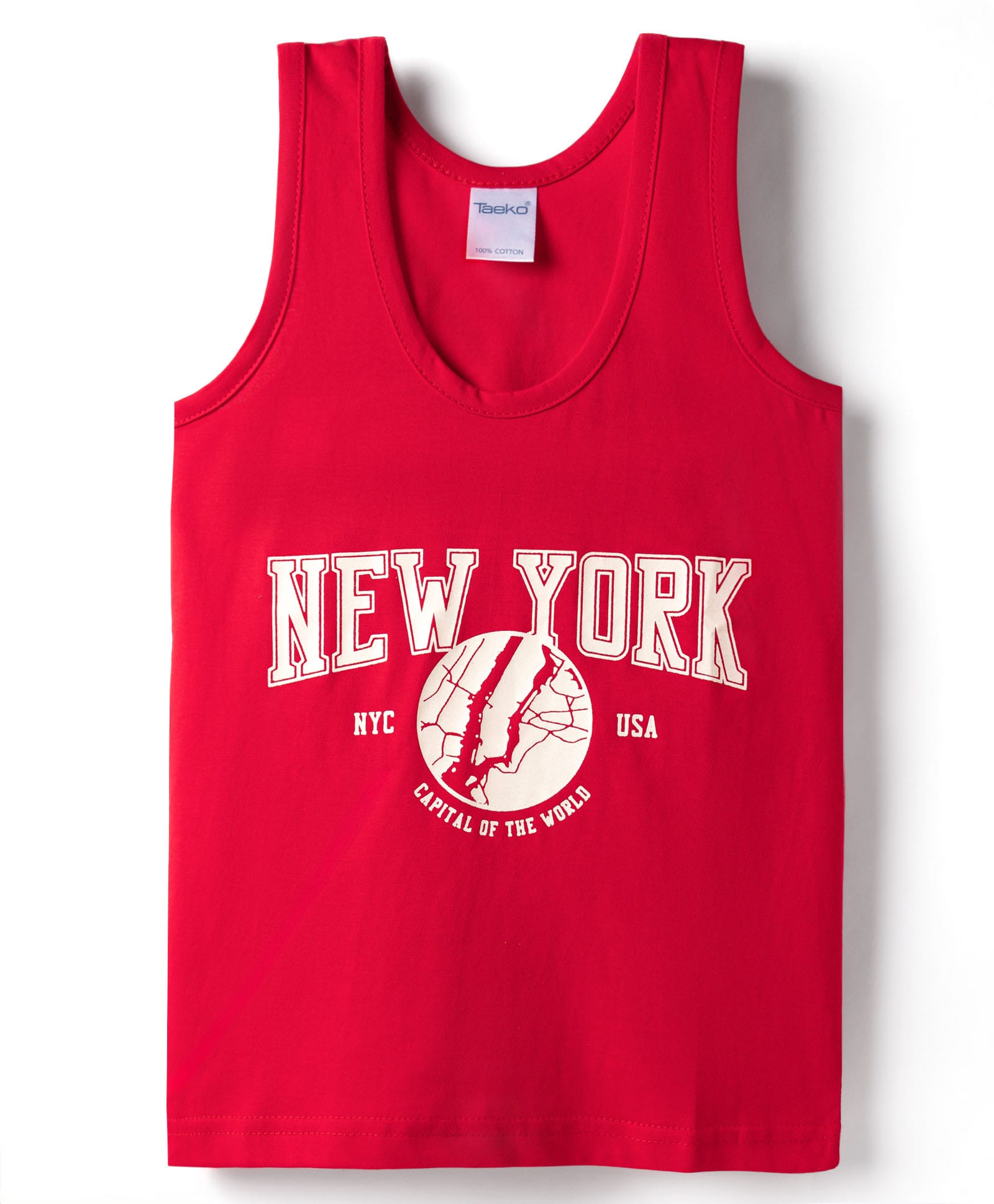 Taeko Single Jersey Knit Sleeveless Vest With New York Print - Red-picture-10