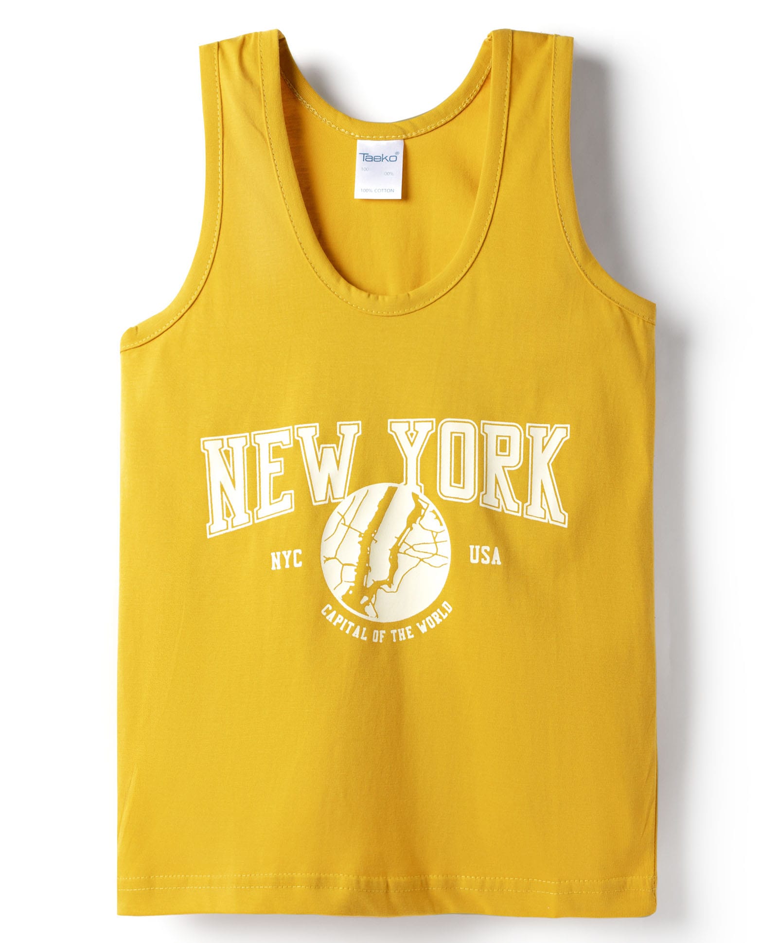 Taeko Single Jersey Knit Sleeveless Vest With New York Print - Golden-image-13