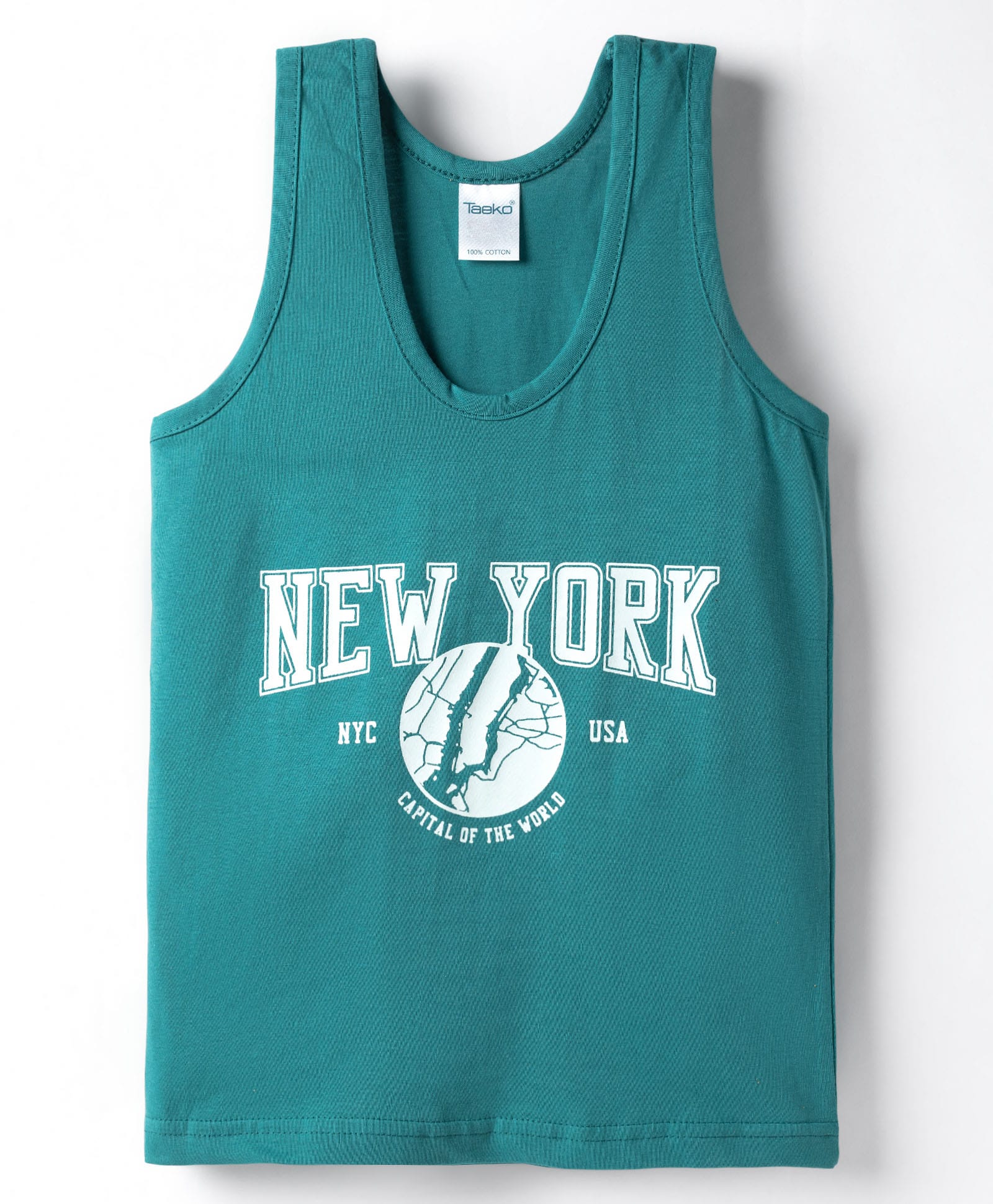 Taeko Single Jersey Knit Sleeveless Vest With New York Print - Mint Green-image-16