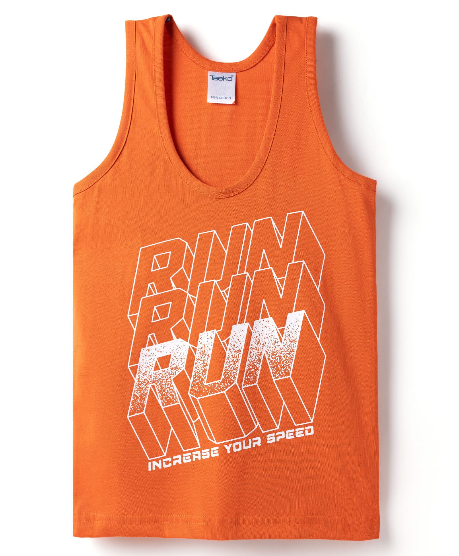 Taeko Single Jersey Knit Sleeveless Vest With Run Print - Orange-picture-37